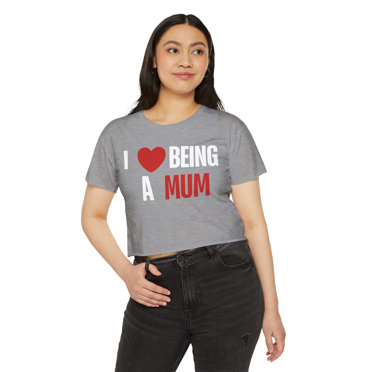 I Love Being A Mum, I Love Being A Mum T-Shirt, My Kids Think, My Family Thinks, My Child Thinks, A Mother Is, Custom Mothers Day Gift for Mom, Women's Festival Crop Top