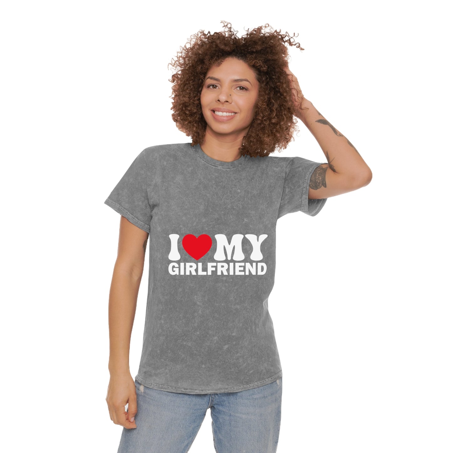 I Love My Boyfriend Unisex Mineral Wash T-Shirt