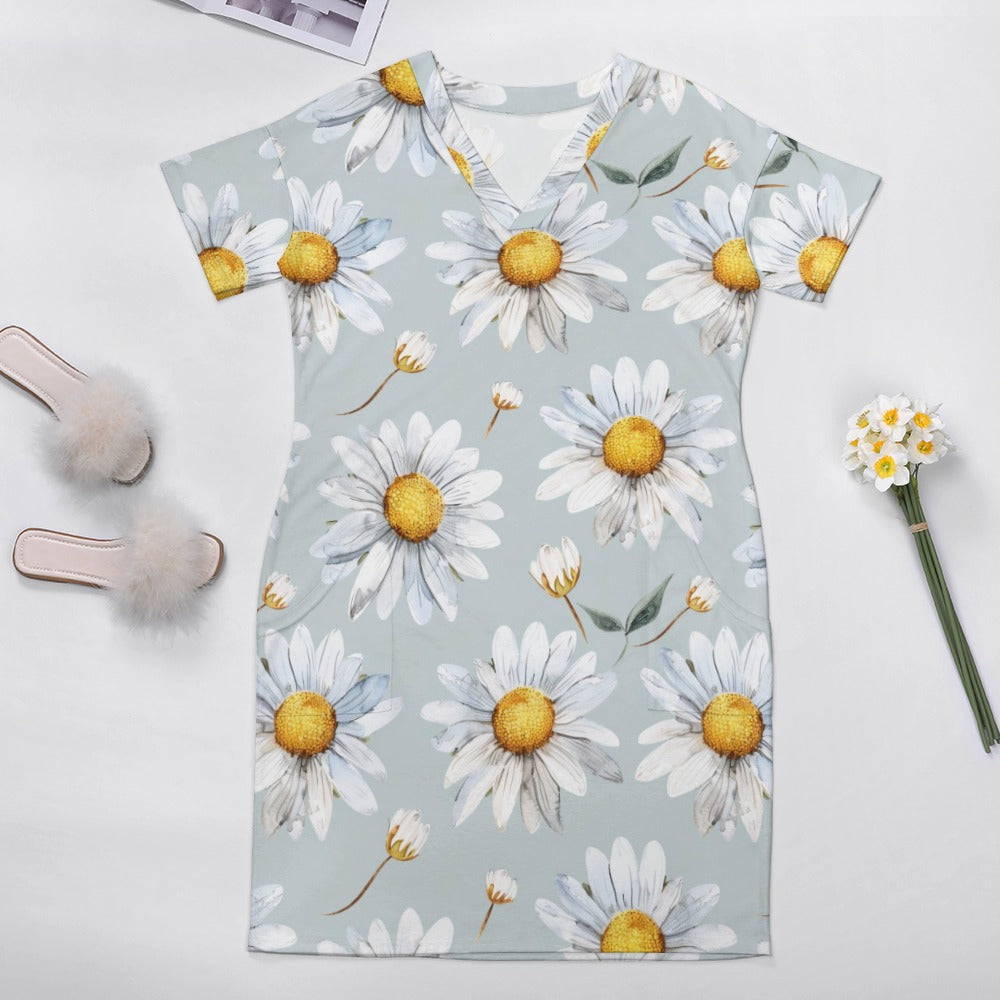 Daisy, April, Daisy Dress, April Birth Month, Small to Plus Size Dress, Birth Month Dress, Loose pocket dress