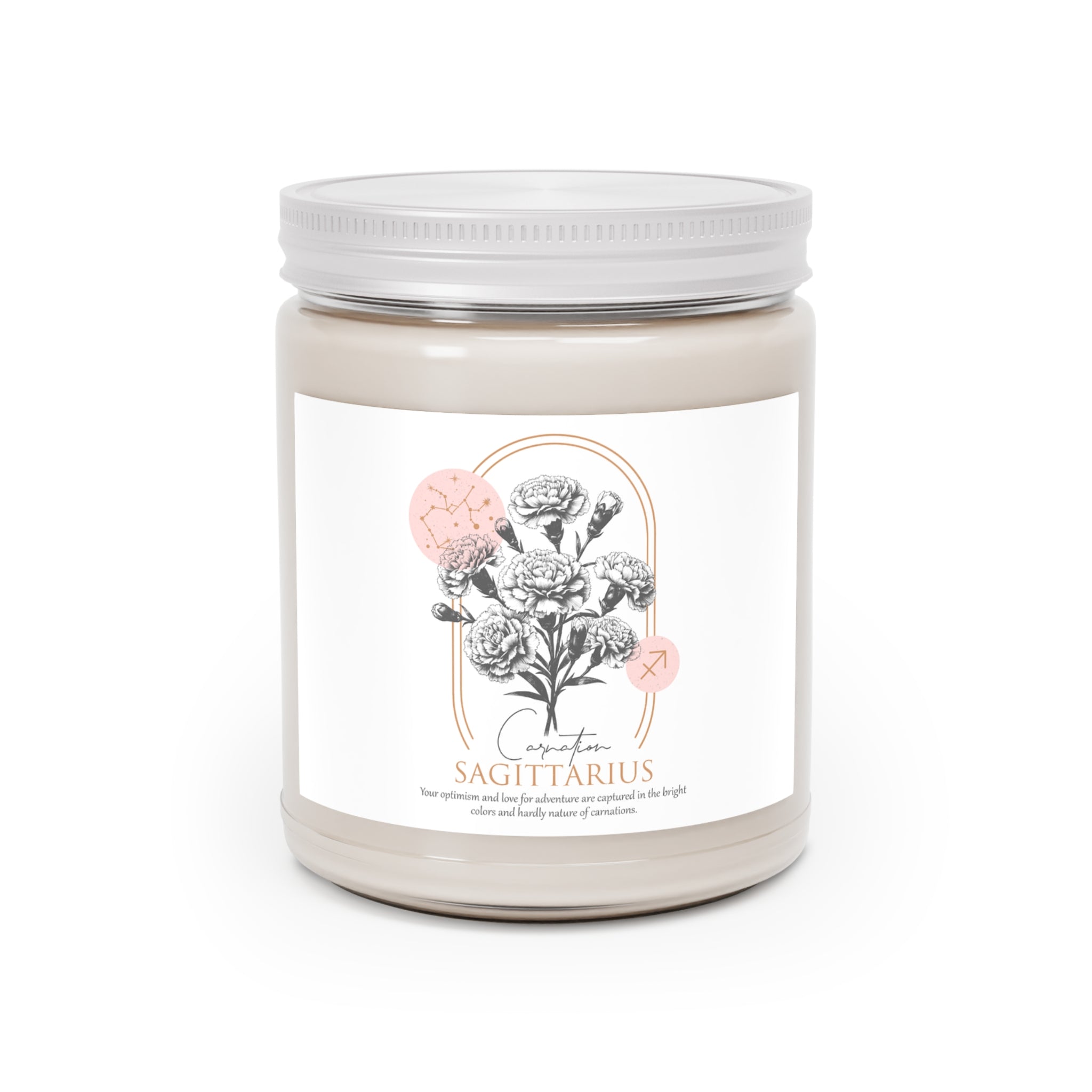Sagittarius  Candle, Zodiac Candle, Birth Flower Carnation Candle,  Scented Candles, 9oz