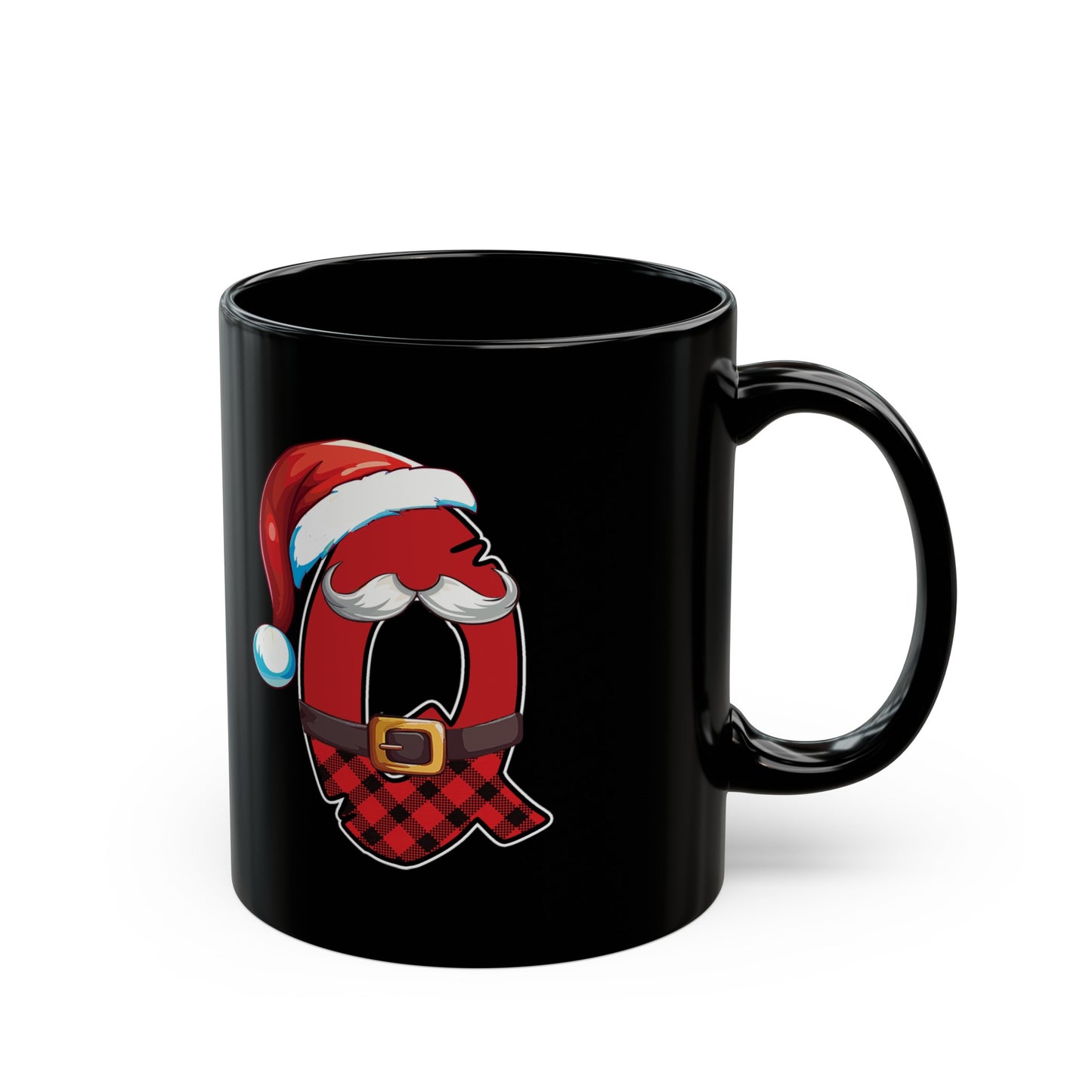 Q Santa Initial 11oz Black Mug