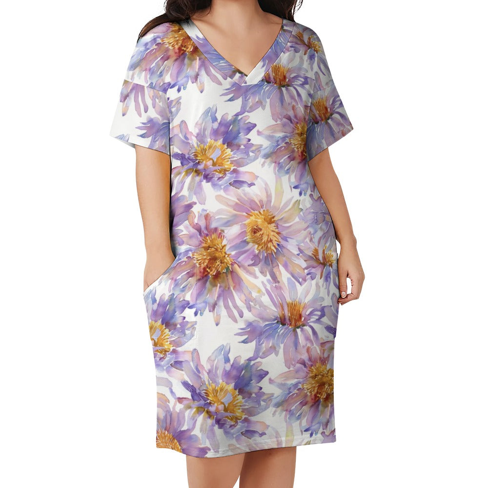 Aster, September, Aster Dress, September Birth Month, Small to Plus Size Dress, Birth Month Dress, Loose pocket dress
