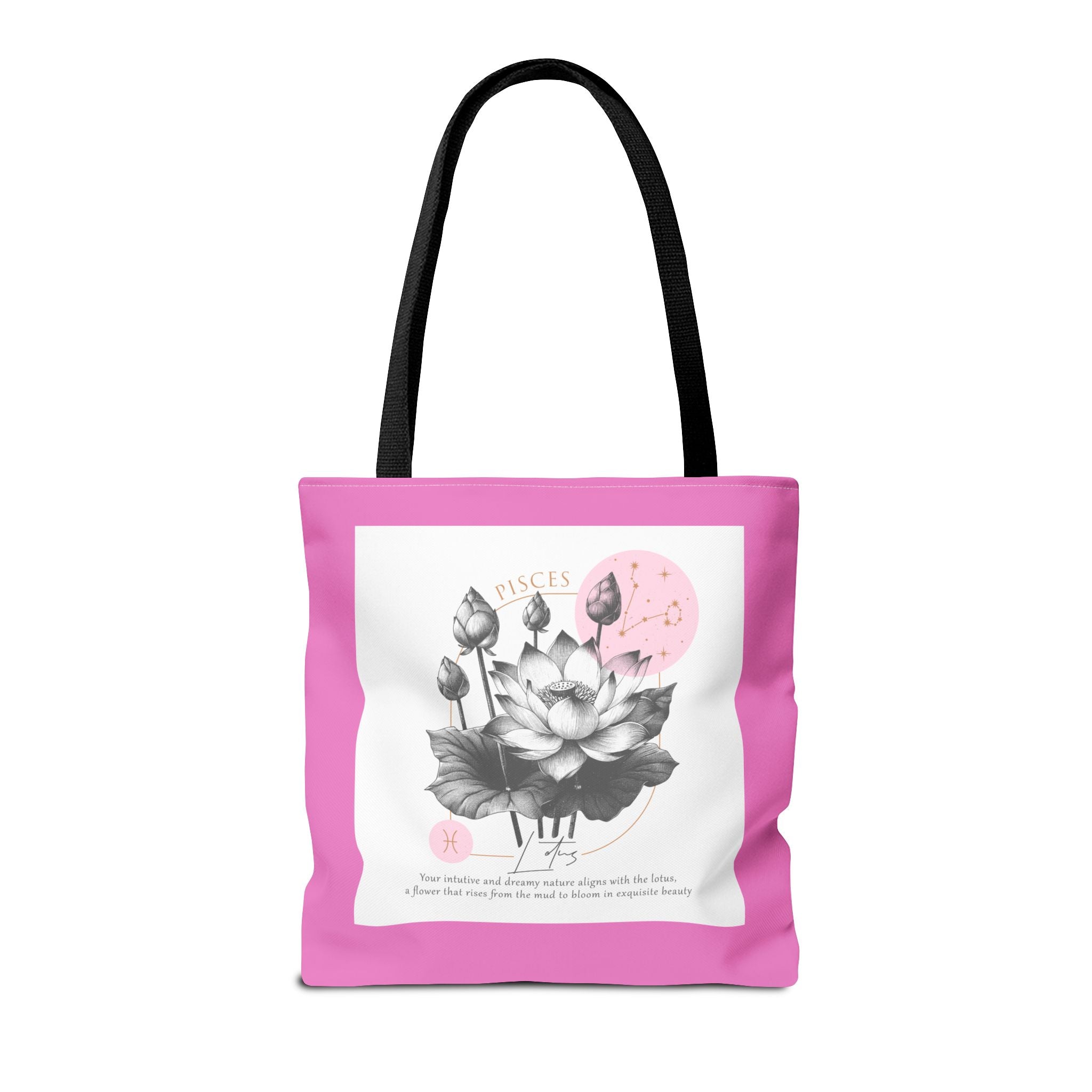 Pisces Tote, Pisces Birth Flower Tote, Lotus Birth Flower Tote, Birth Flower Tote, Lotus Flower Tote Bag