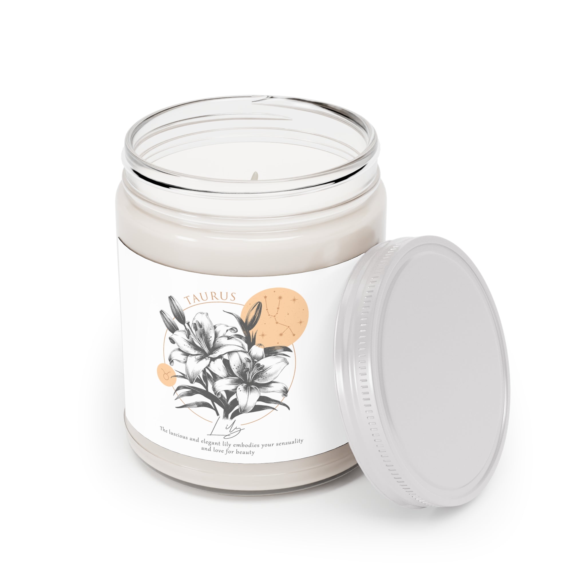 Taurus Candle, Zodiac Candle, Birth Flower Lily Candle,  Scented Candles, 9oz