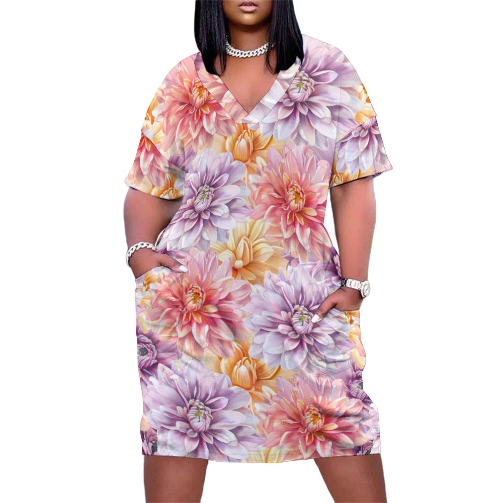 Chrysanthemum, November, Chrysanthemum Dress, November Birth Month, Small to Plus Size Dress, Birth Month Dress, Loose pocket dress