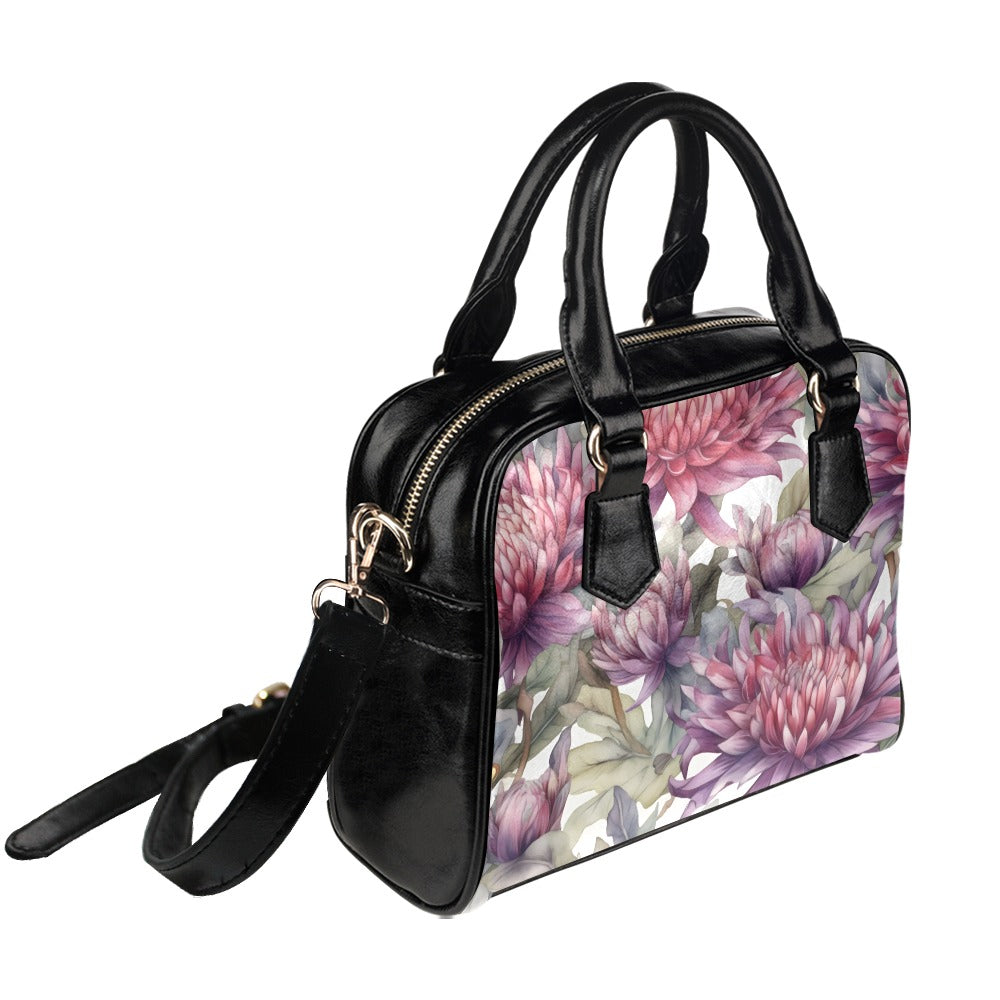 Chrysanthemum Print Bag, Chrysanthemum Birth Month Handbag, Birth Month Bag, November Birth Month Bag, Shoulder Handbag