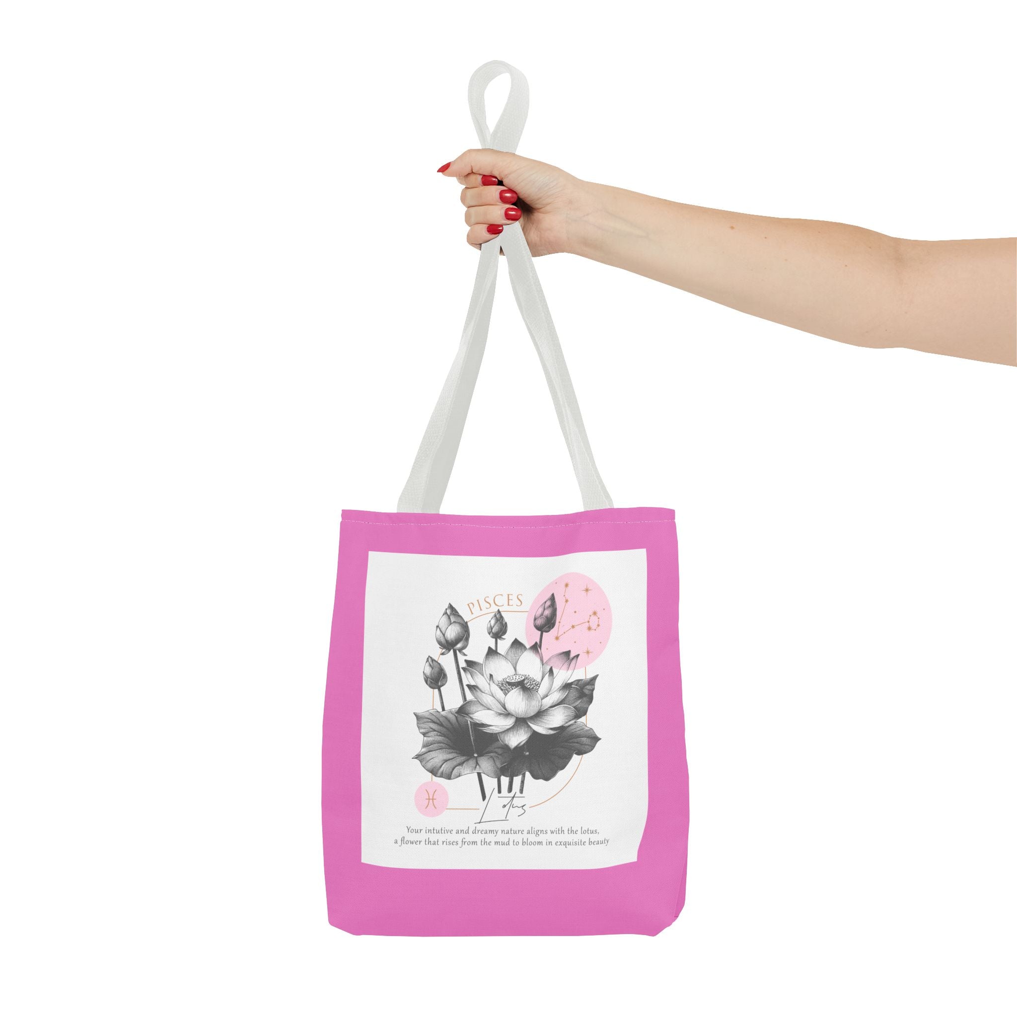 Pisces Tote, Pisces Birth Flower Tote, Lotus Birth Flower Tote, Birth Flower Tote, Lotus Flower Tote Bag