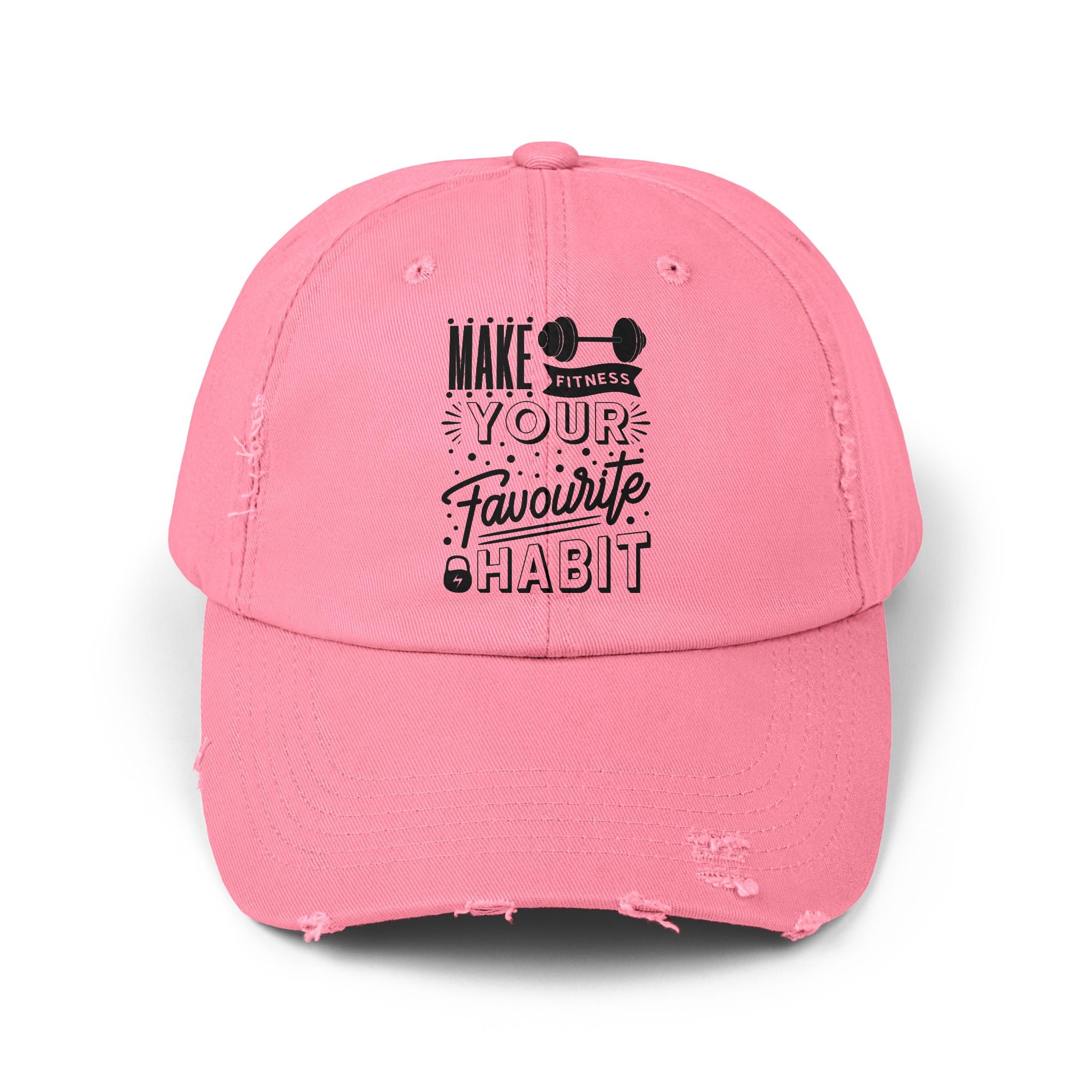 Make Fitness Your Favorite Habit, Make Fitness Your Habit Cap, Fitness Cap, Workout Cap, Unisex Distressed Cap