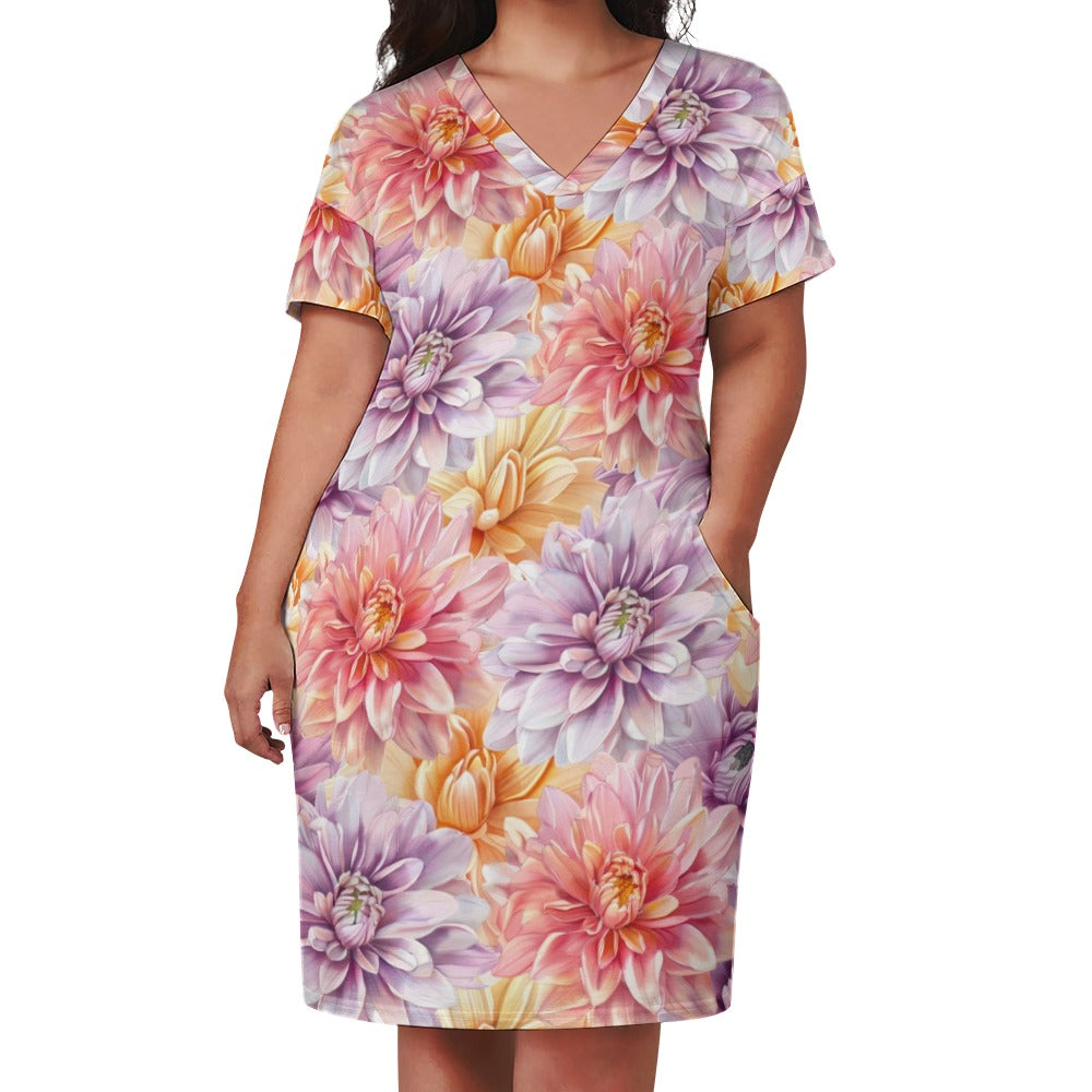 Chrysanthemum, November, Chrysanthemum Dress, November Birth Month, Small to Plus Size Dress, Birth Month Dress, Loose pocket dress