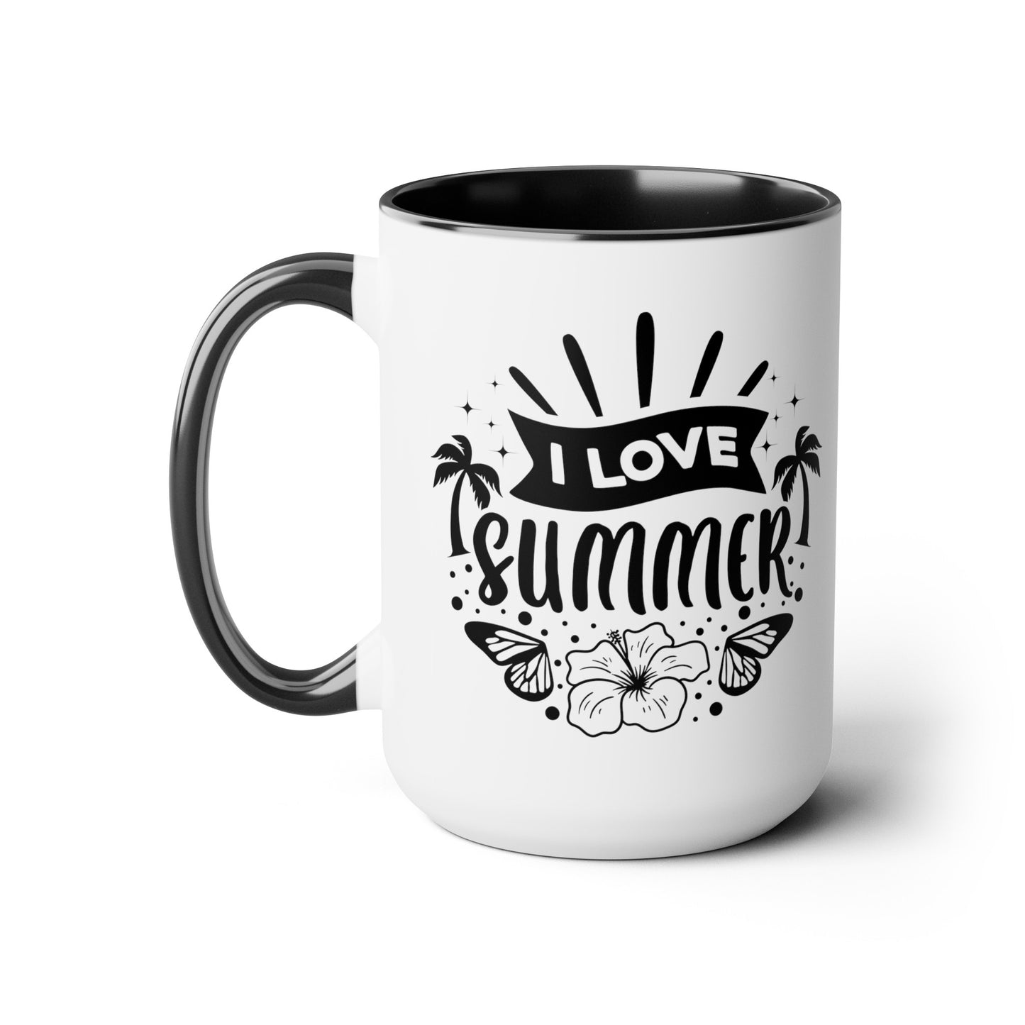 I Love Summer Two-Tone Coffee Mugs, 15oz