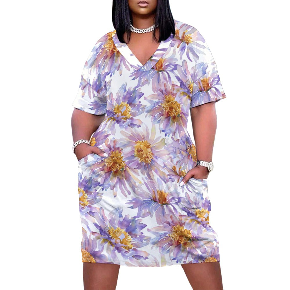 Aster, September, Aster Dress, September Birth Month, Small to Plus Size Dress, Birth Month Dress, Loose pocket dress