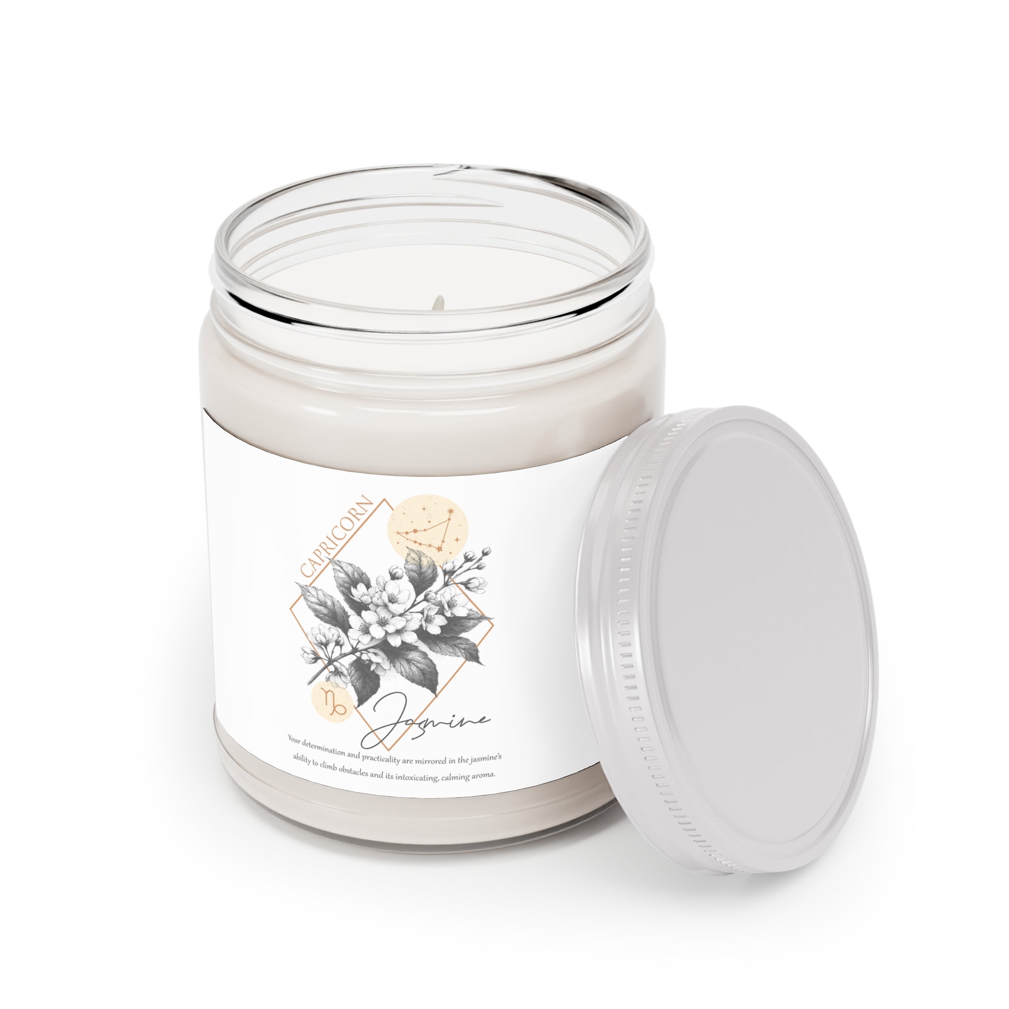 Capricorn Candle, Zodiac Candle, Birth Flower Jasmine Candle,  Scented Candles, 9oz