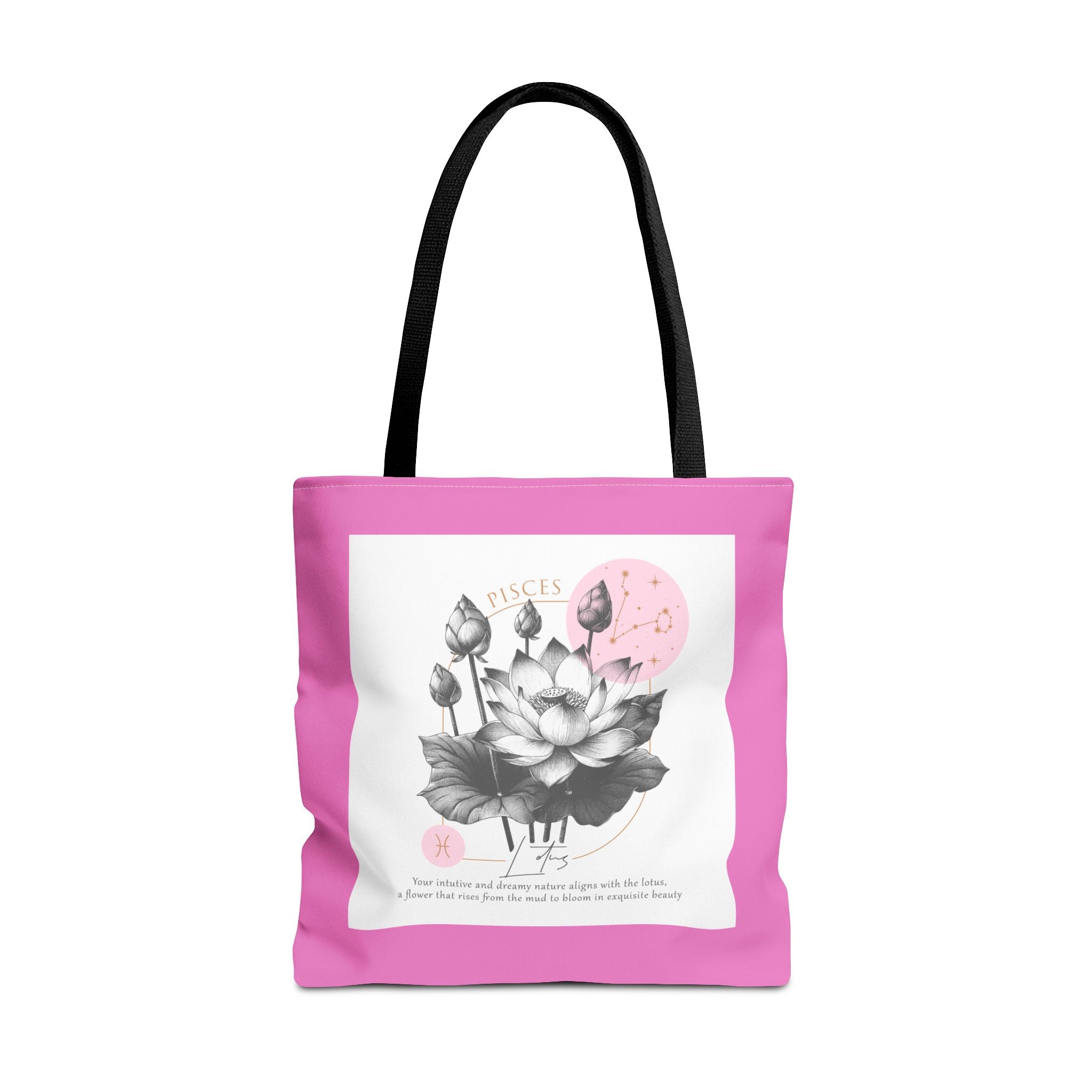 Pisces Tote, Pisces Birth Flower Tote, Lotus Birth Flower Tote, Birth Flower Tote, Lotus Flower Tote Bag