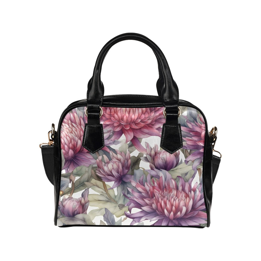 Chrysanthemum Print Bag, Chrysanthemum Birth Month Handbag, Birth Month Bag, November Birth Month Bag, Shoulder Handbag