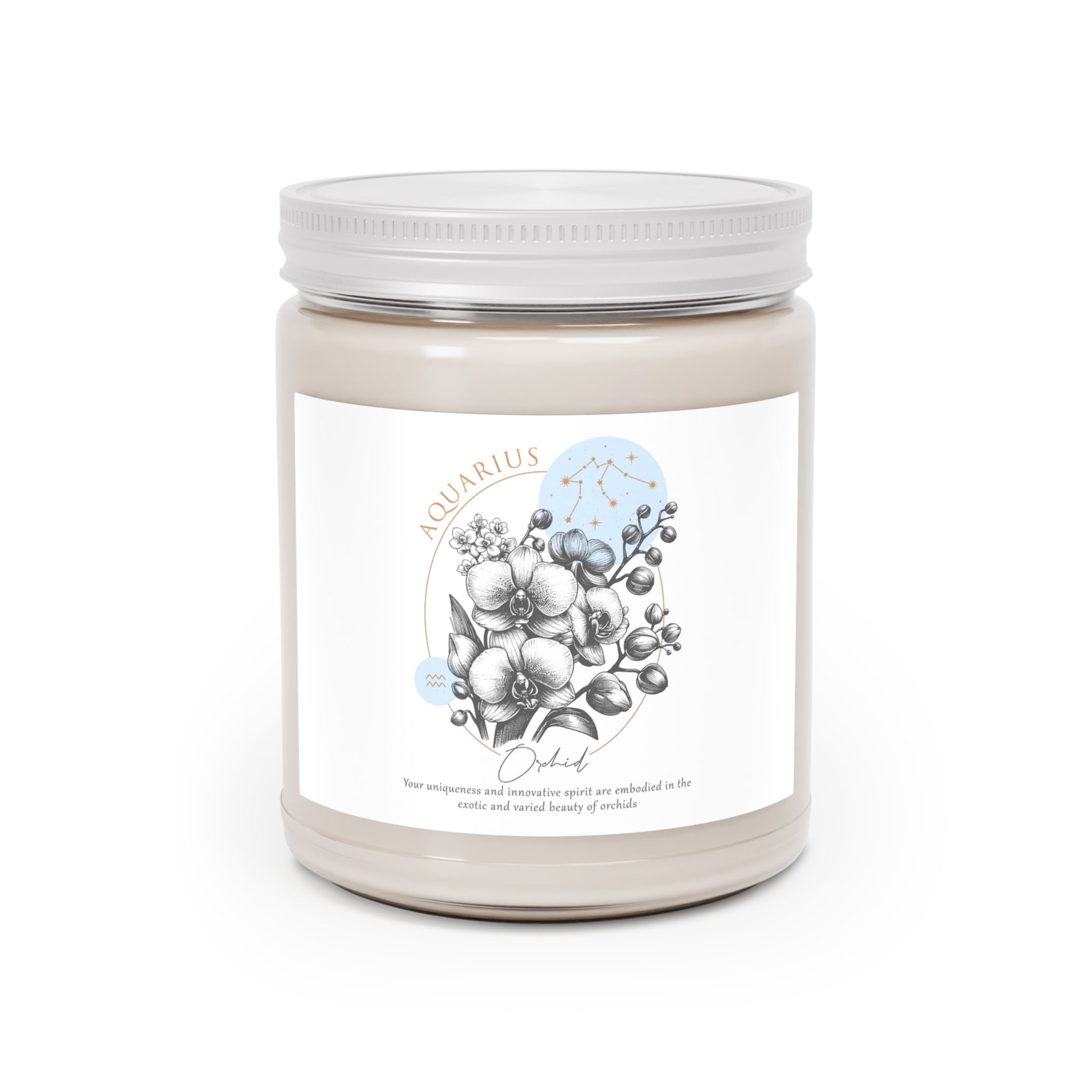 Aquarius Candle, Zodiac Candle, Birth Flower Orchid Candle,  Scented Candles, 9oz