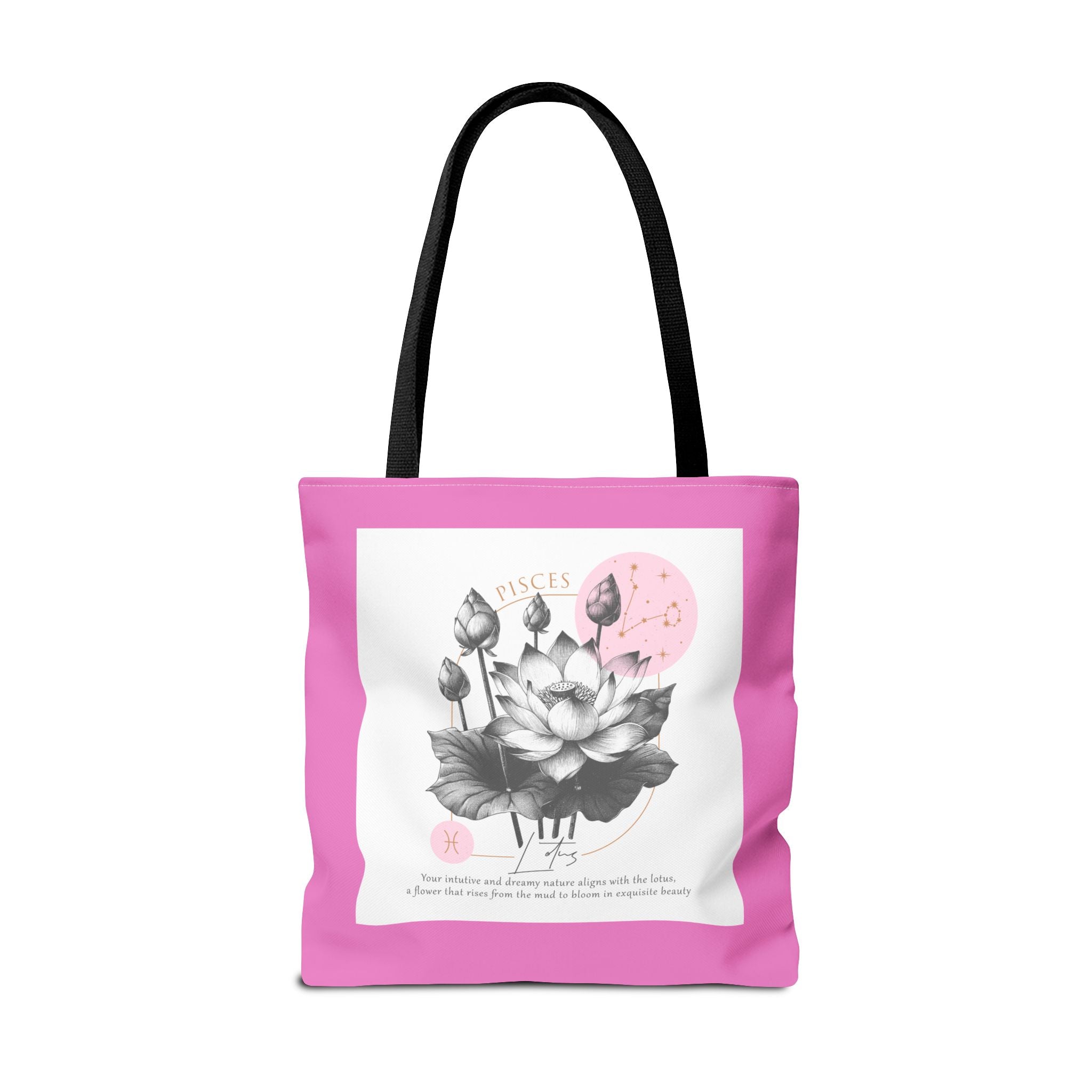 Pisces Tote, Pisces Birth Flower Tote, Lotus Birth Flower Tote, Birth Flower Tote, Lotus Flower Tote Bag