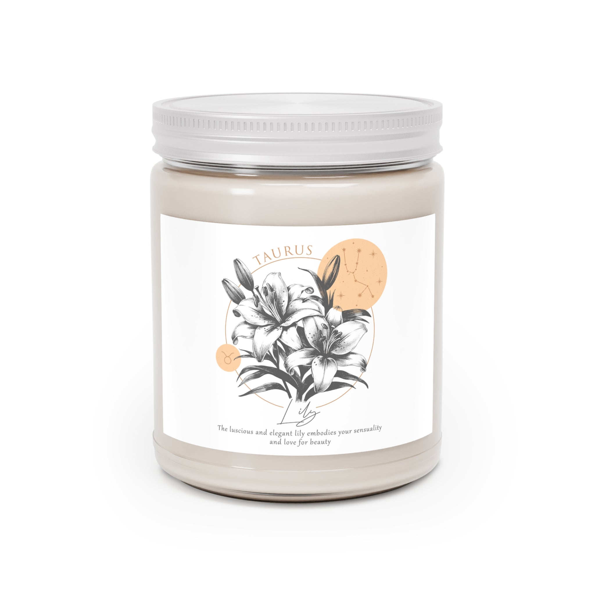 Taurus Candle, Zodiac Candle, Birth Flower Lily Candle,  Scented Candles, 9oz