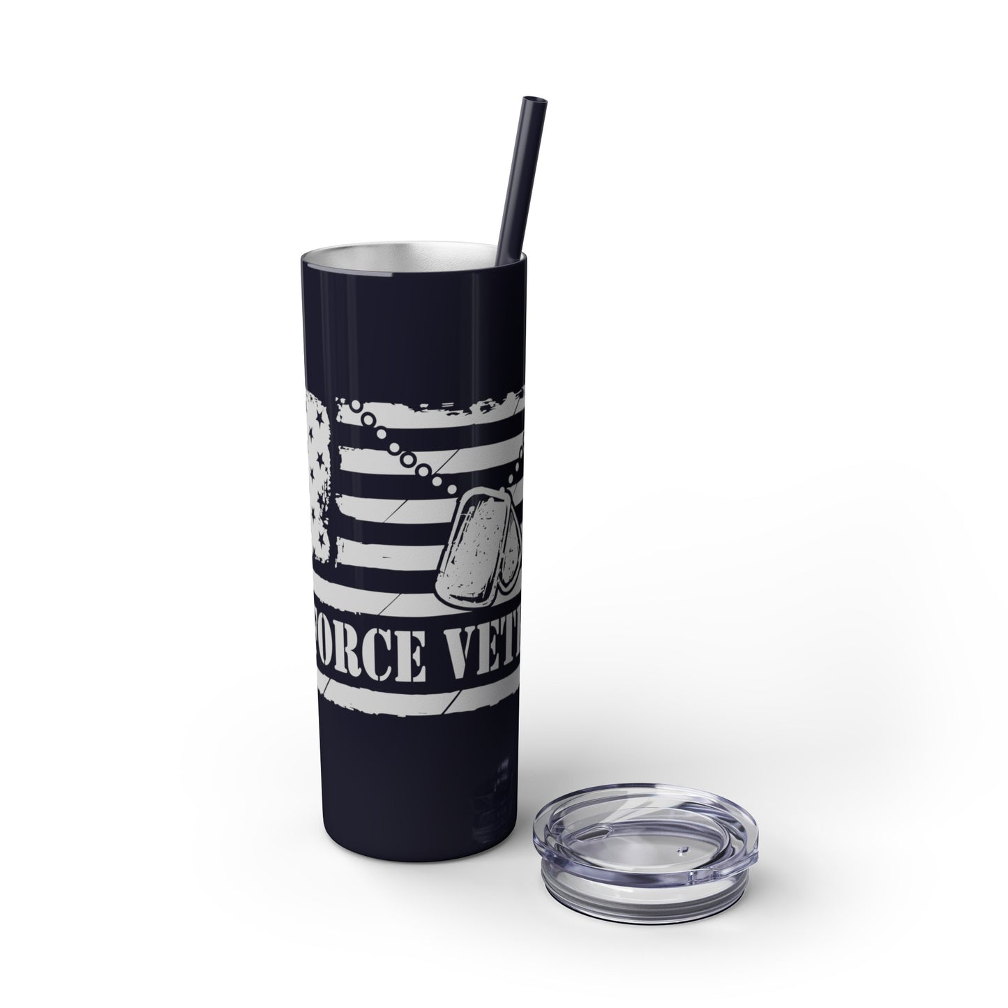 Air Force Veteran Skinny Tumbler with Straw, 20oz