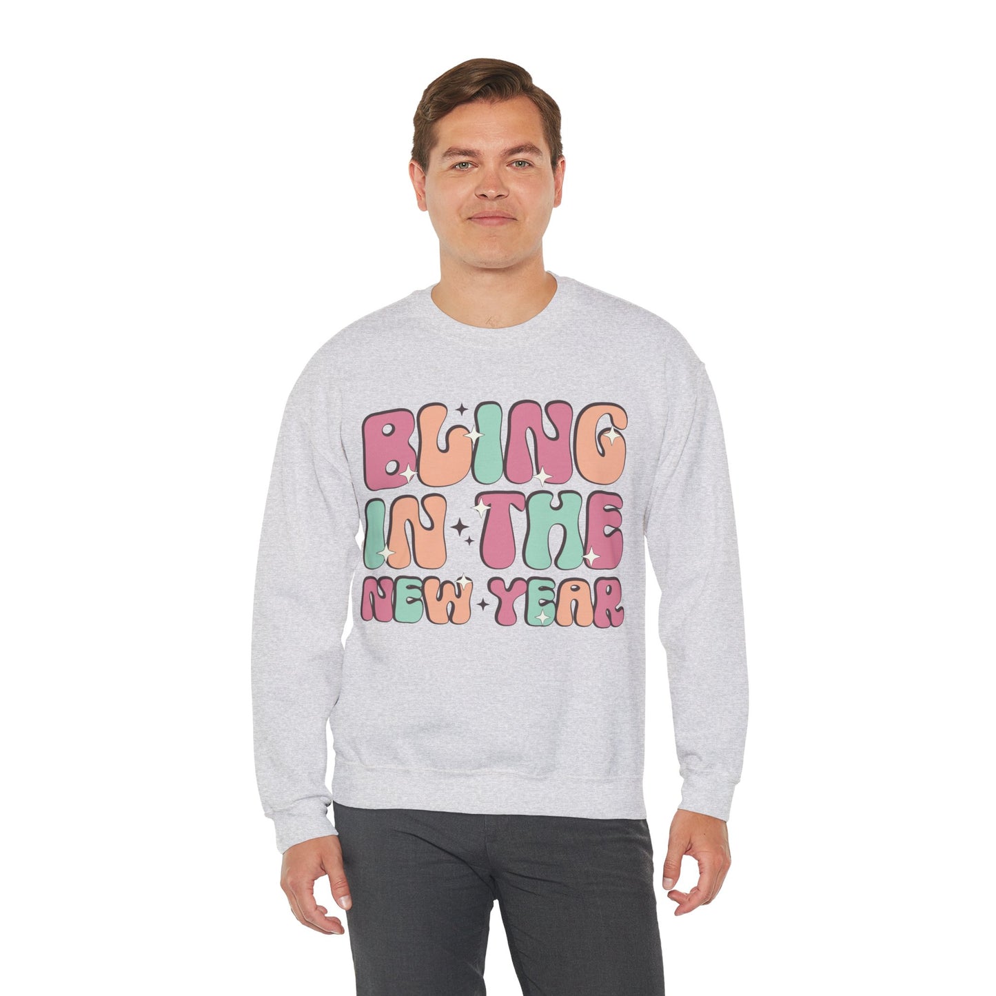 Happy New Year Sweatshirt, Retro New Year Shirt, 2025 Sweatshirt, New Year's Eve Shirt, Holiday Apparel, Trendy New Year 2025 Crewneck, Bling in the New Year