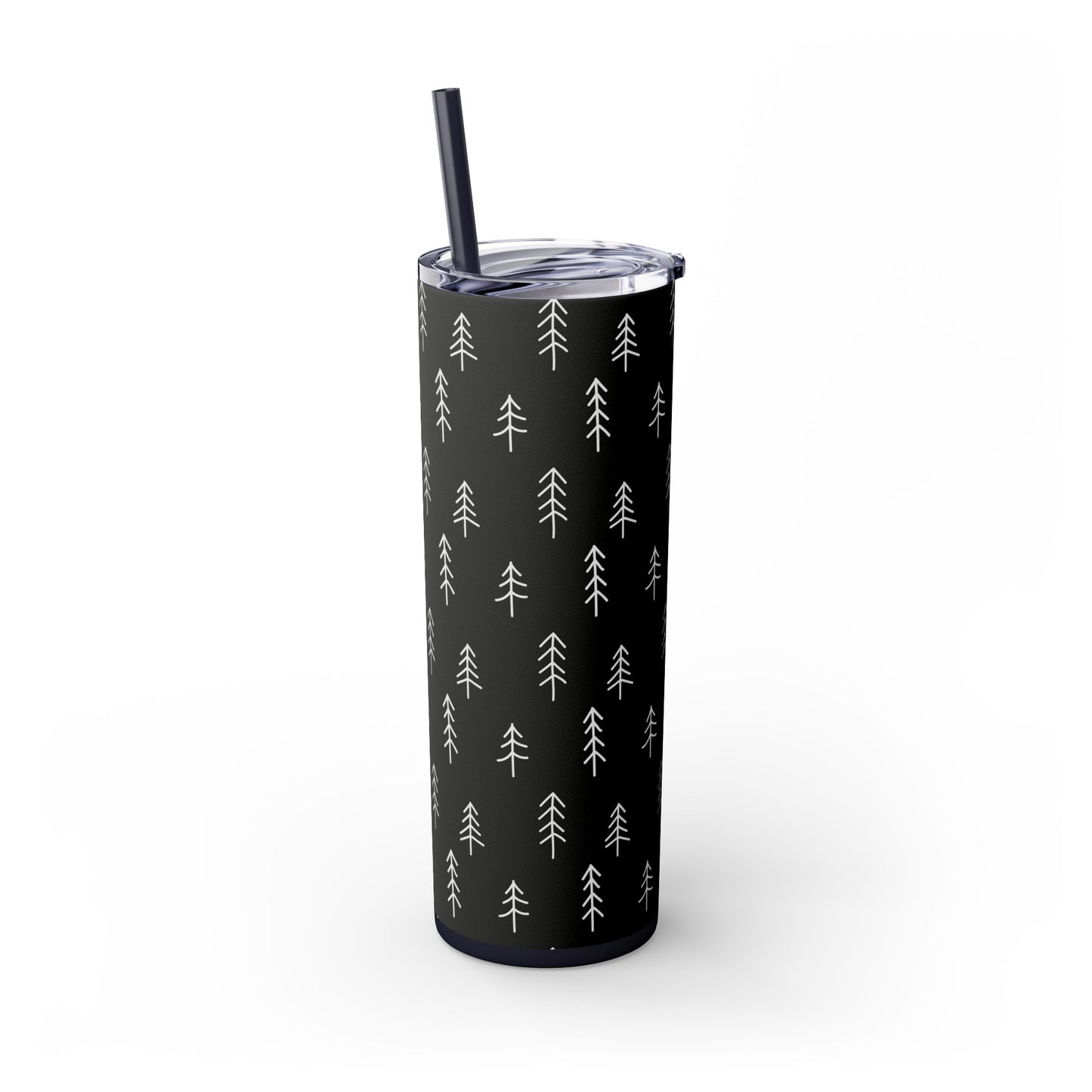 Nordic Black & White Trees Skinny Tumbler with Straw, 20oz