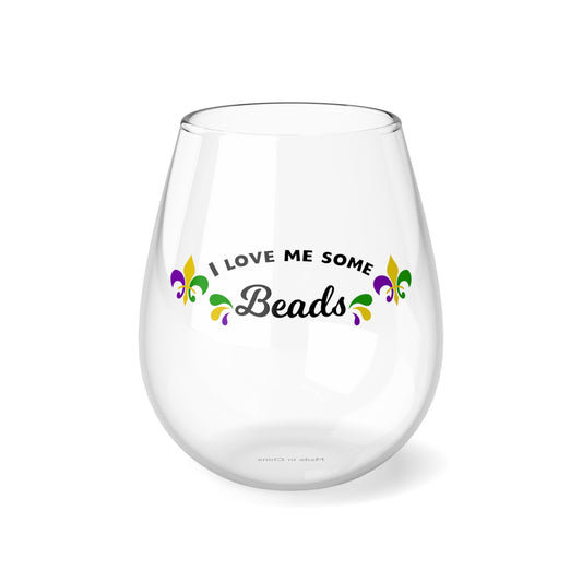 I Love Me Some Beads Stemless Wine Glass, 11.75oz