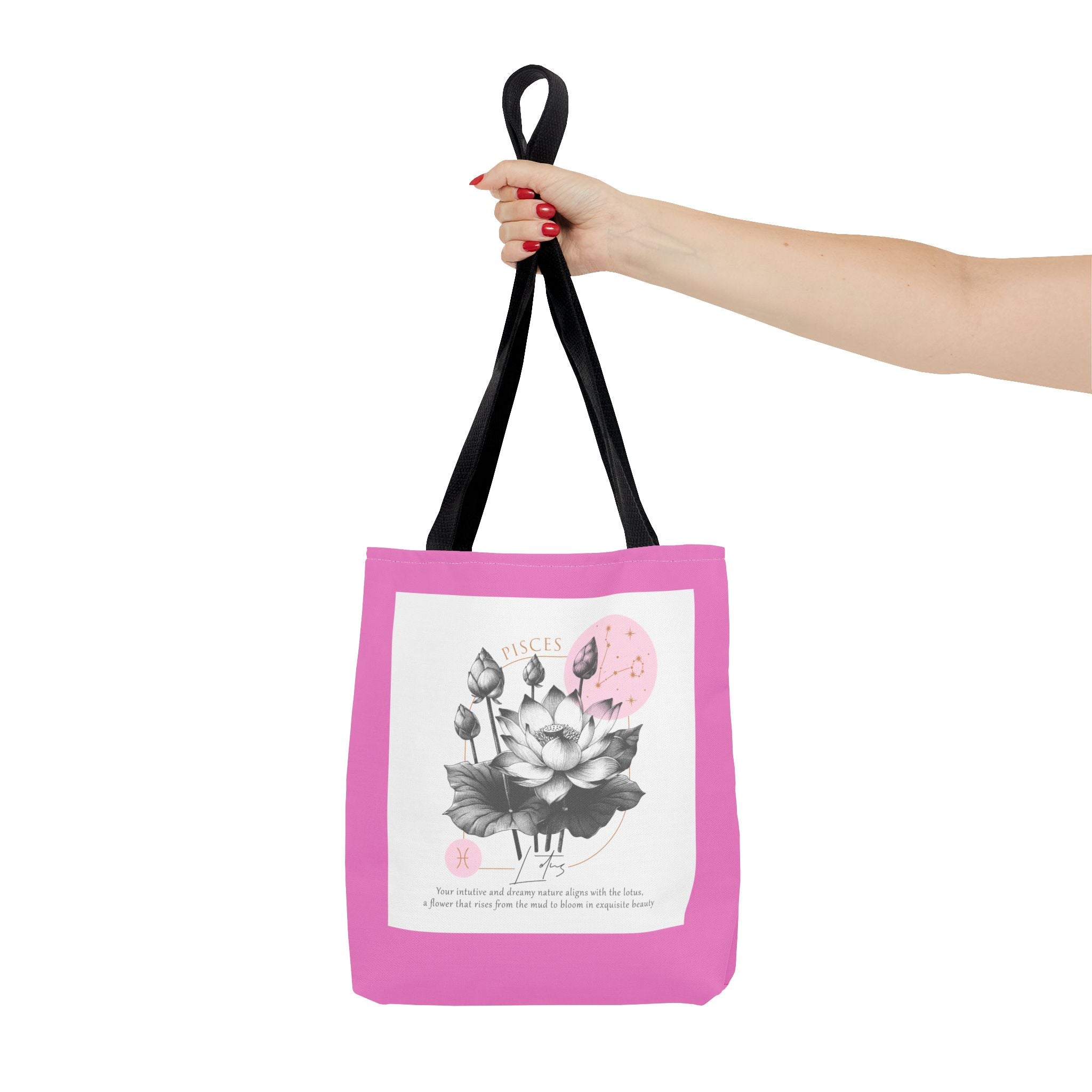 Pisces Tote, Pisces Birth Flower Tote, Lotus Birth Flower Tote, Birth Flower Tote, Lotus Flower Tote Bag