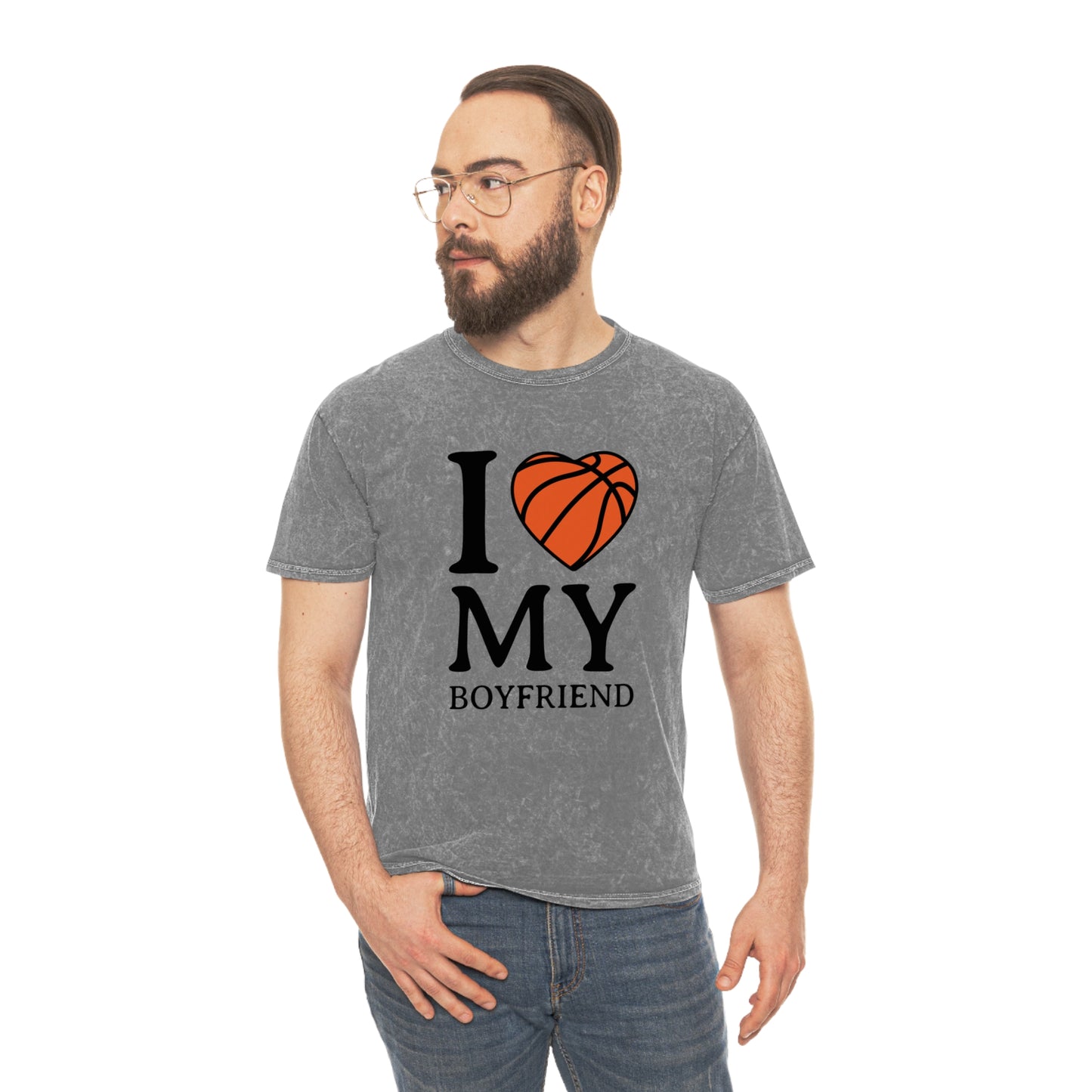 I Love My Boyfriend Unisex Mineral Wash T-Shirt