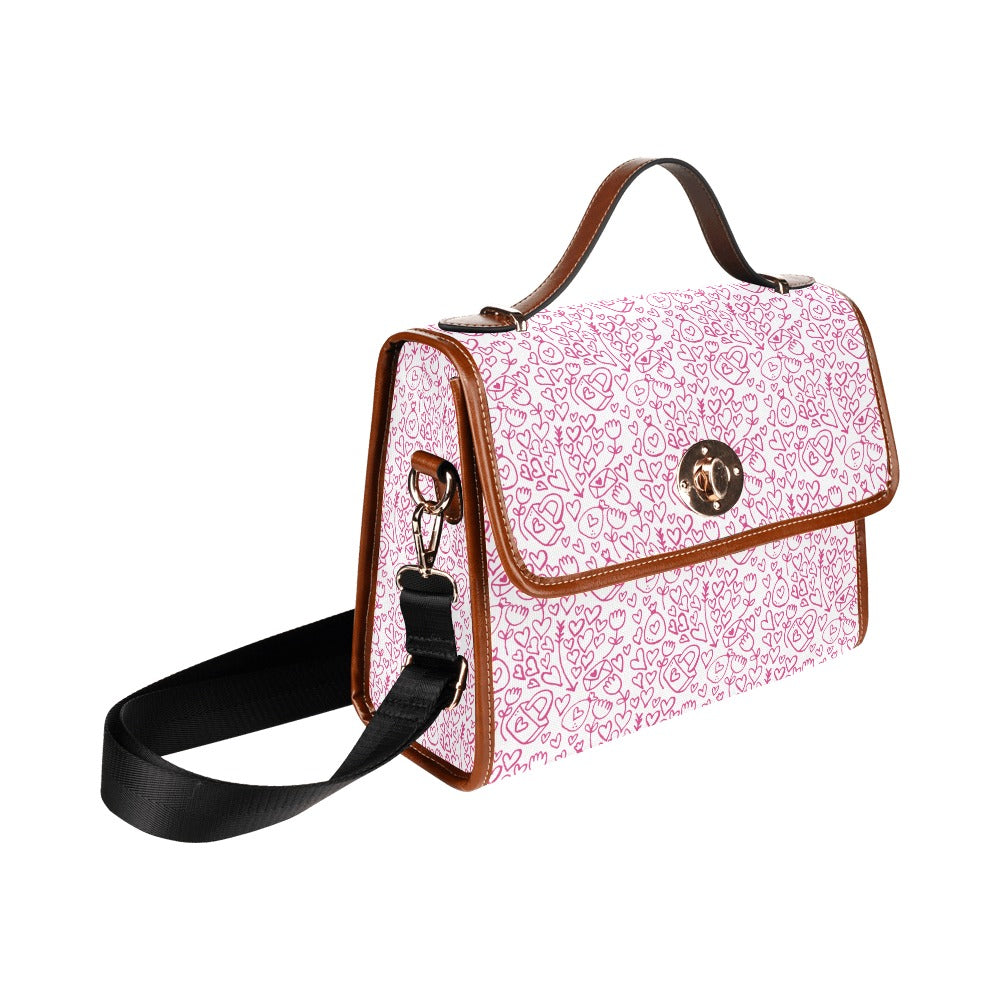 Line Art Hearts & Locks Handbag