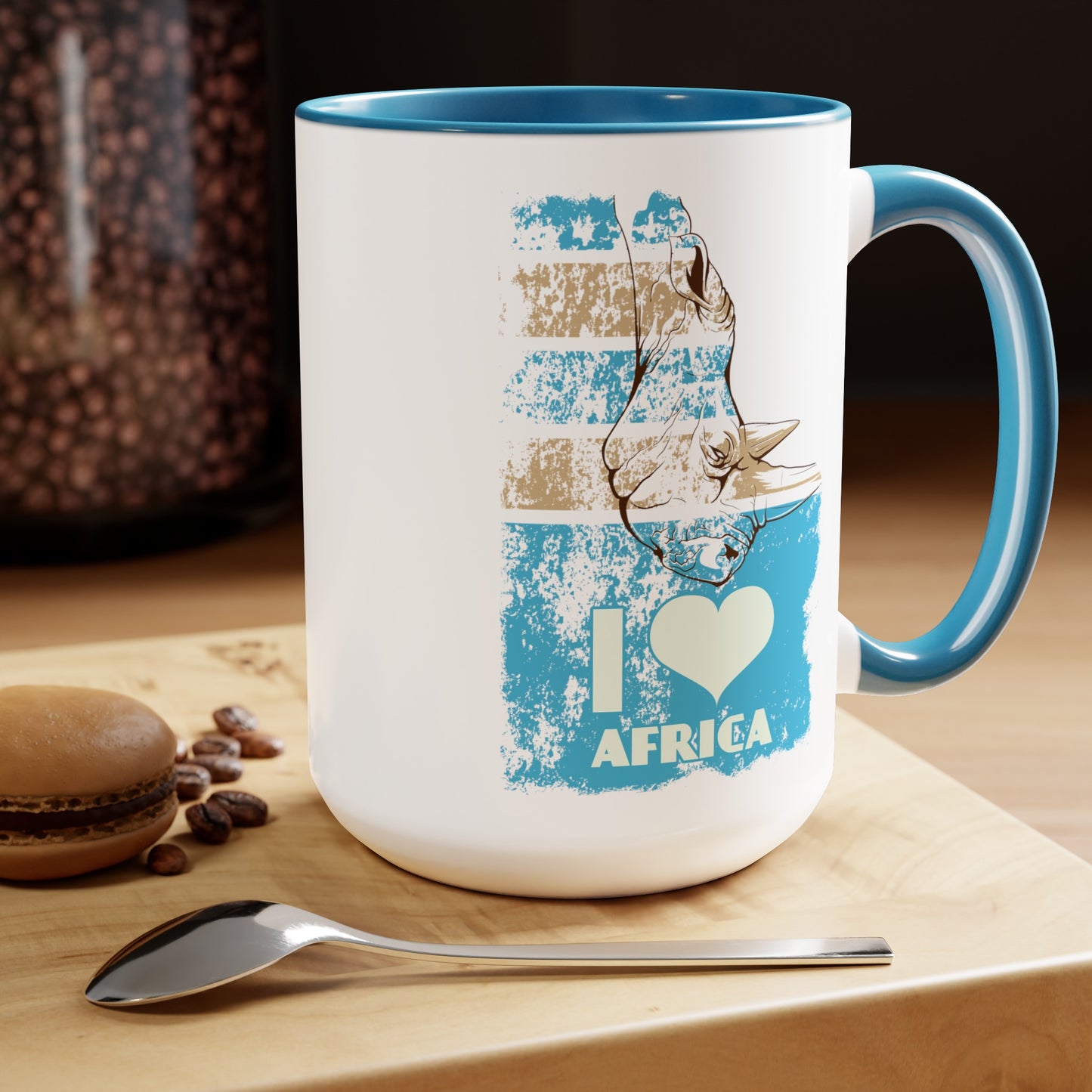 I Love Africa Two-Tone Coffee Mugs, 15oz