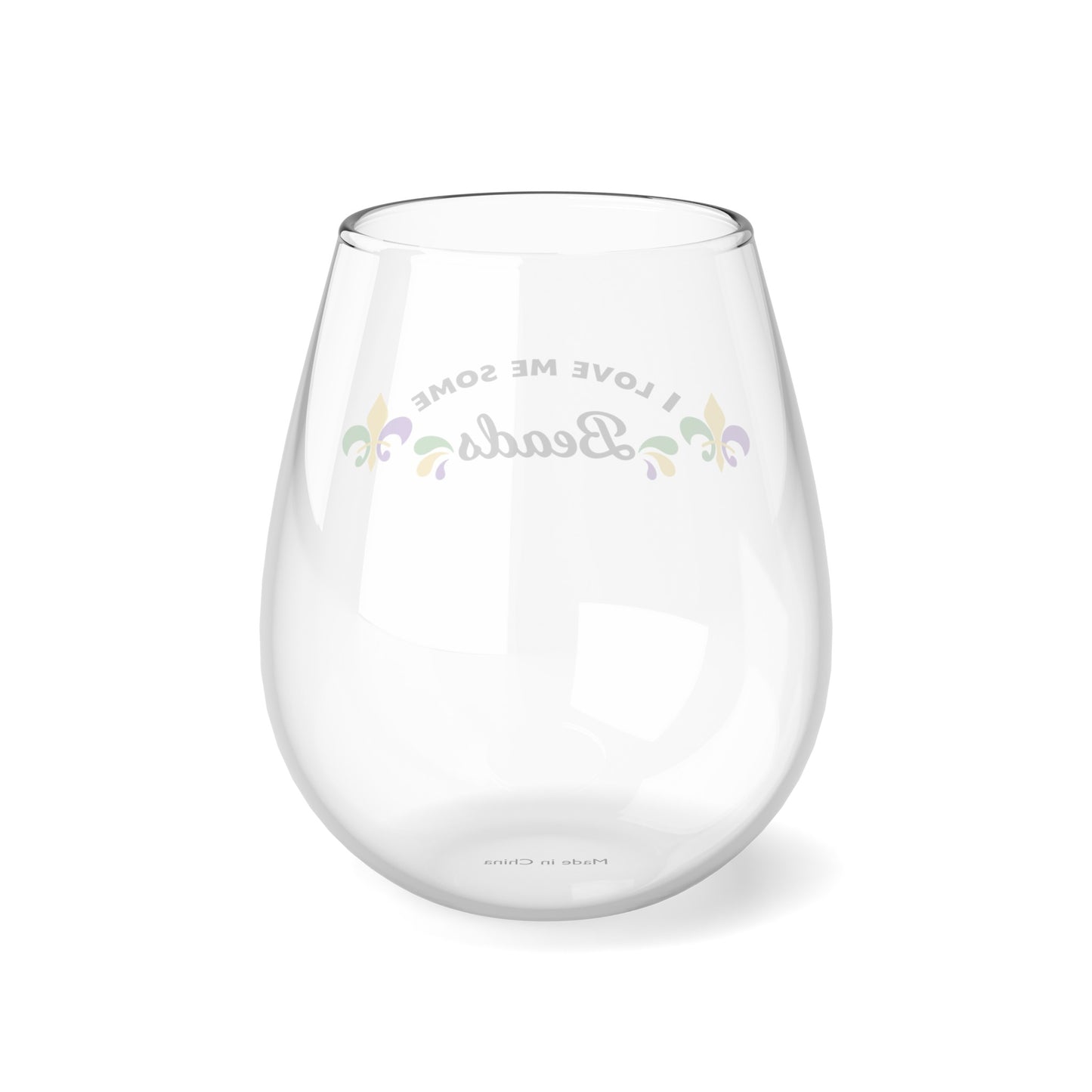 I Love Me Some Beads Stemless Wine Glass, 11.75oz