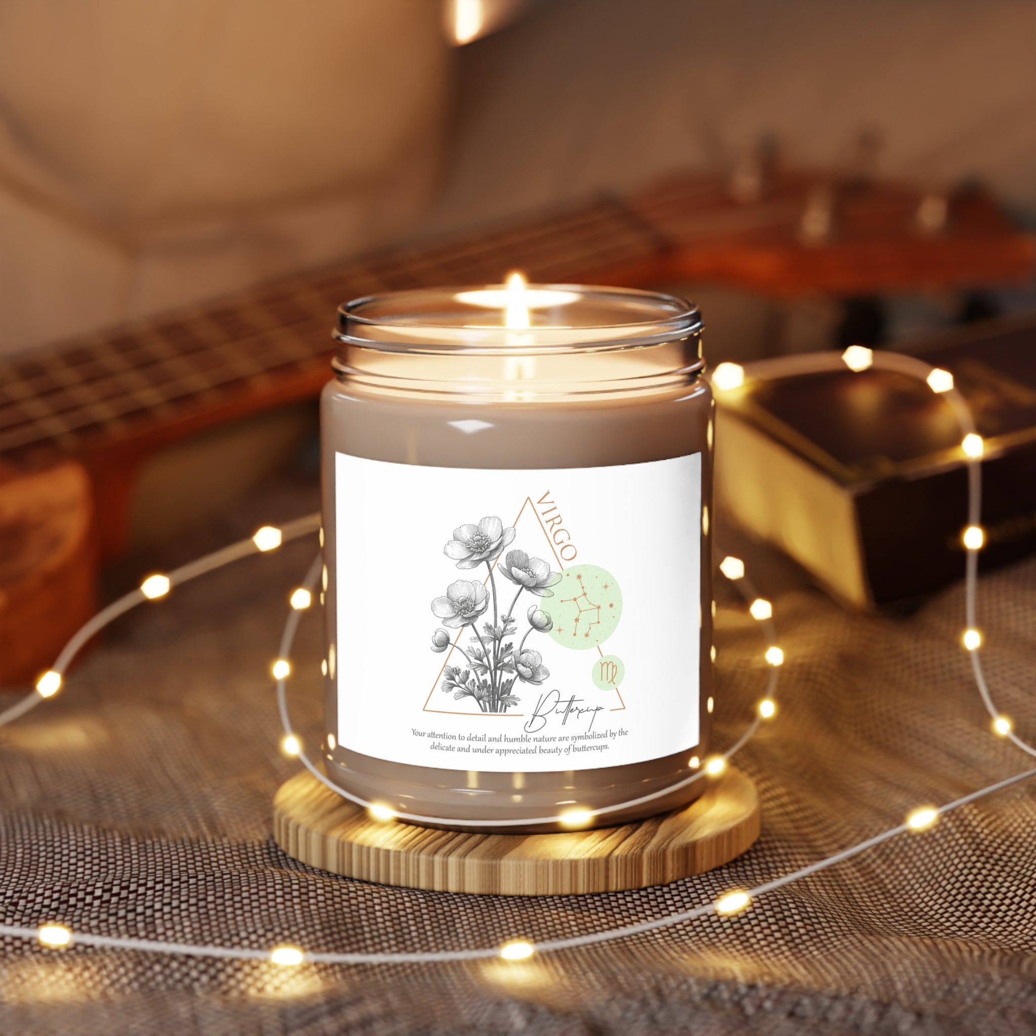 Virgo Candle, Zodiac Candle, Birth Flower Buttercup Candle,  Scented Candles, 9oz