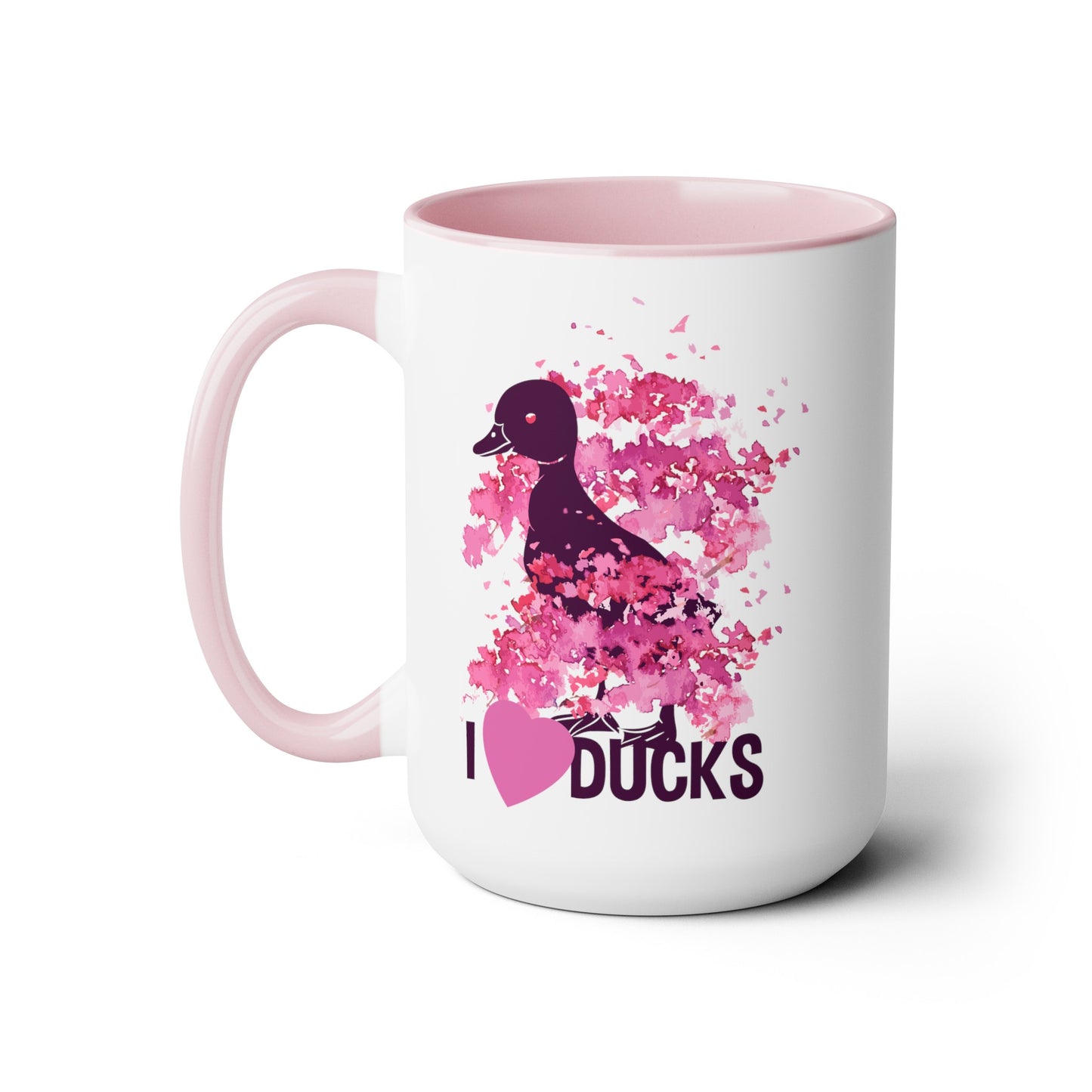 I Love Ducks Two-Tone Coffee Mugs, 15oz