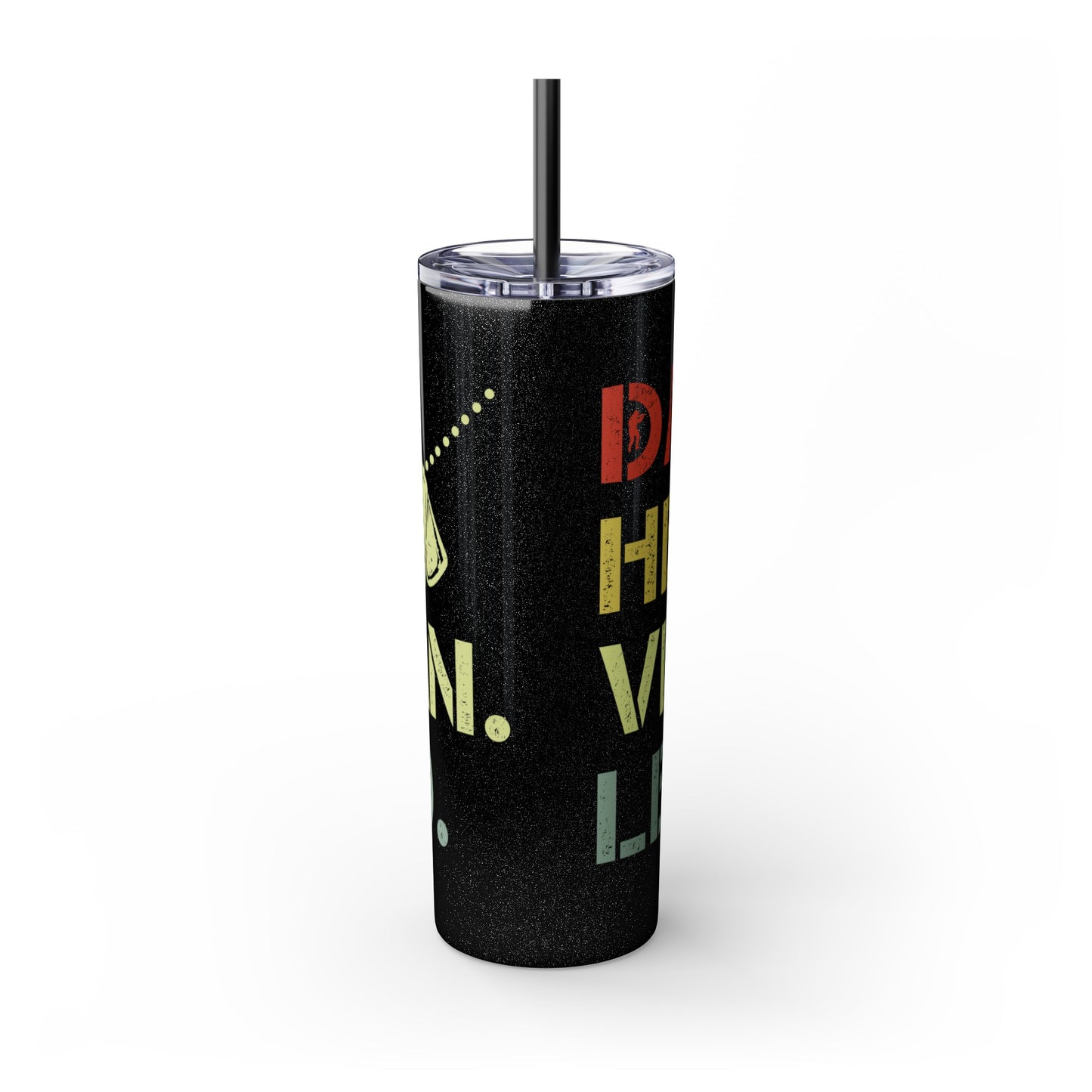 Dad Hero Legend Veteran Skinny Tumbler with Straw, 20oz