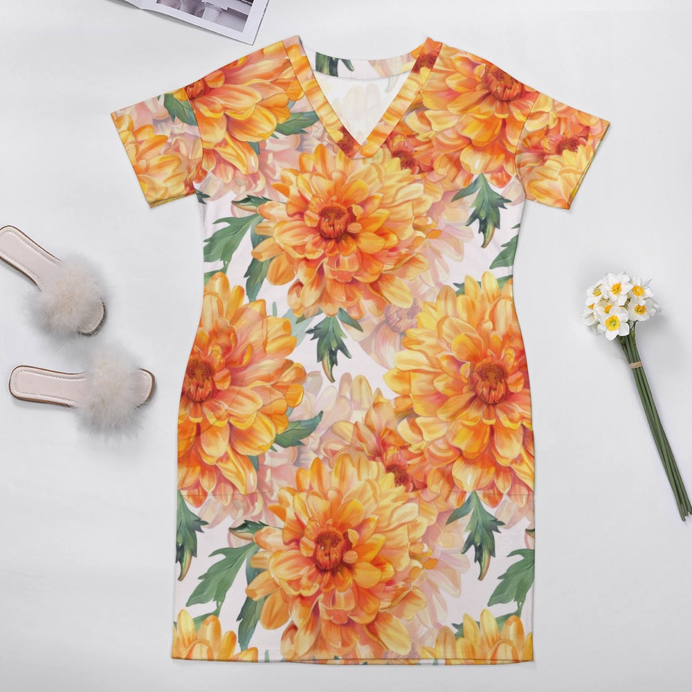 Marigold, October, Marigold Dress, October Birth Month, Small to Plus Size Dress, Birth Month Dress, Loose pocket dress