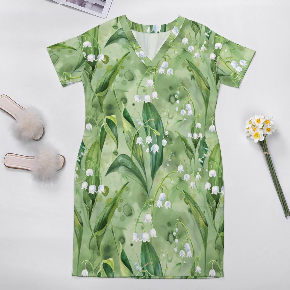 Lily of the Valley, May, Lily of the Valley Dress, May Birth Month, Small to Plus Size Dress, Birth Month Dress, Loose pocket dress