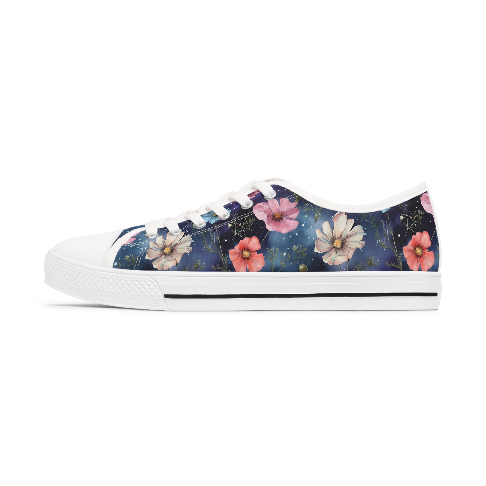 Cosmos Sneakers, Birth Flower Cosmos Sneakers, Birth Flower Sneakers, Birth Month Cosmos Sneakers, Women's Low Top Sneakers