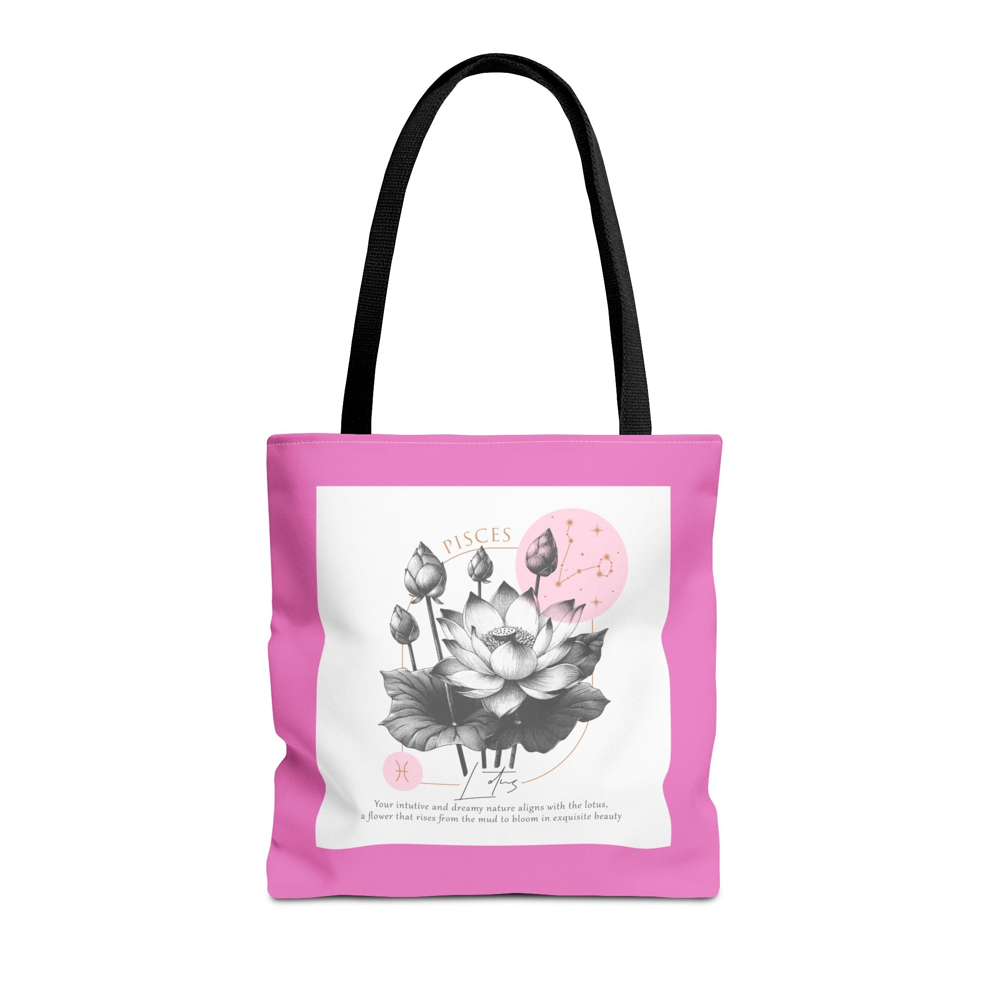 Pisces Tote, Pisces Birth Flower Tote, Lotus Birth Flower Tote, Birth Flower Tote, Lotus Flower Tote Bag
