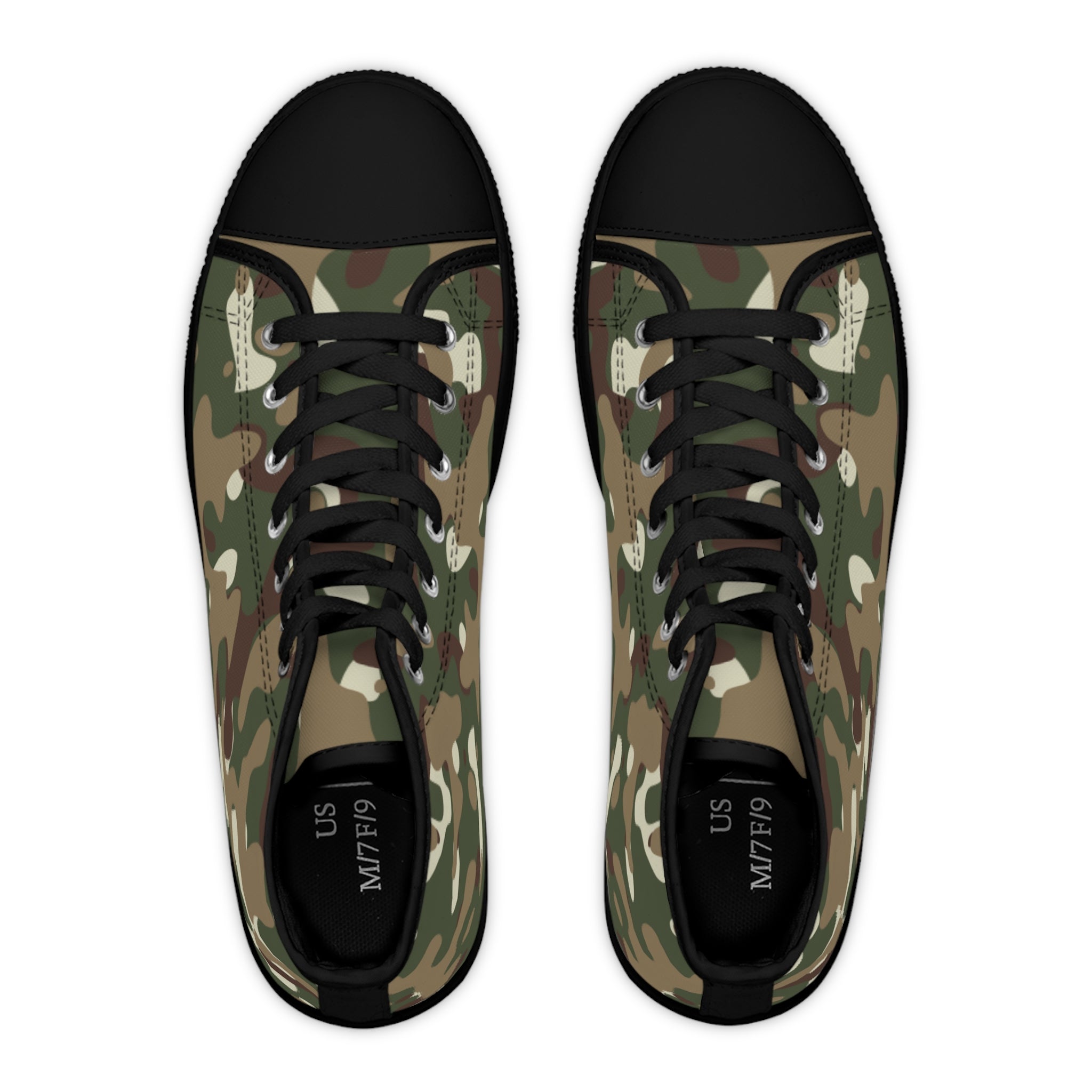 Camouflage Print Sneakers, High Top Camo Sneakers, Camo Print Shoes, Sneakers, Women's High-Top Sneakers