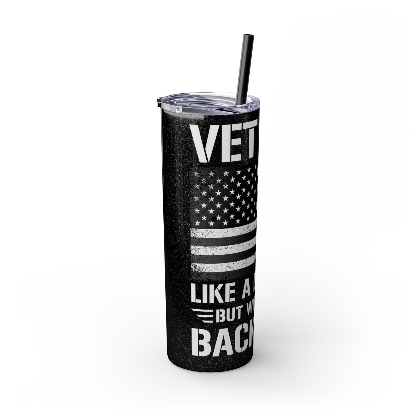 Vet Bod Like a Dad Bod But With More Back Pain Skinny Tumbler with Straw, 20oz