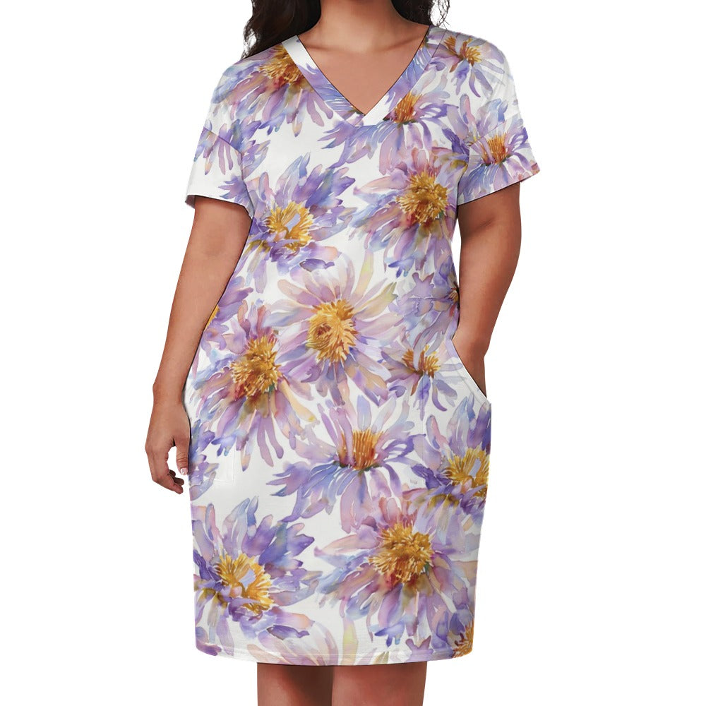Aster, September, Aster Dress, September Birth Month, Small to Plus Size Dress, Birth Month Dress, Loose pocket dress