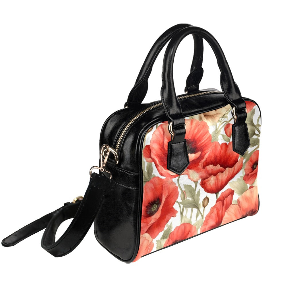 Poppy Print Bag, Poppy Birth Month Handbag, Birth Month Bag, August Birth Month Bag, Shoulder Handbag
