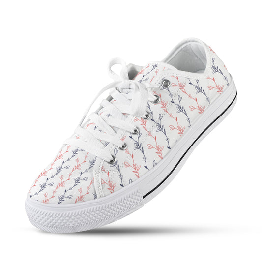 Red & Navy Line Art Flower Design Sneakers