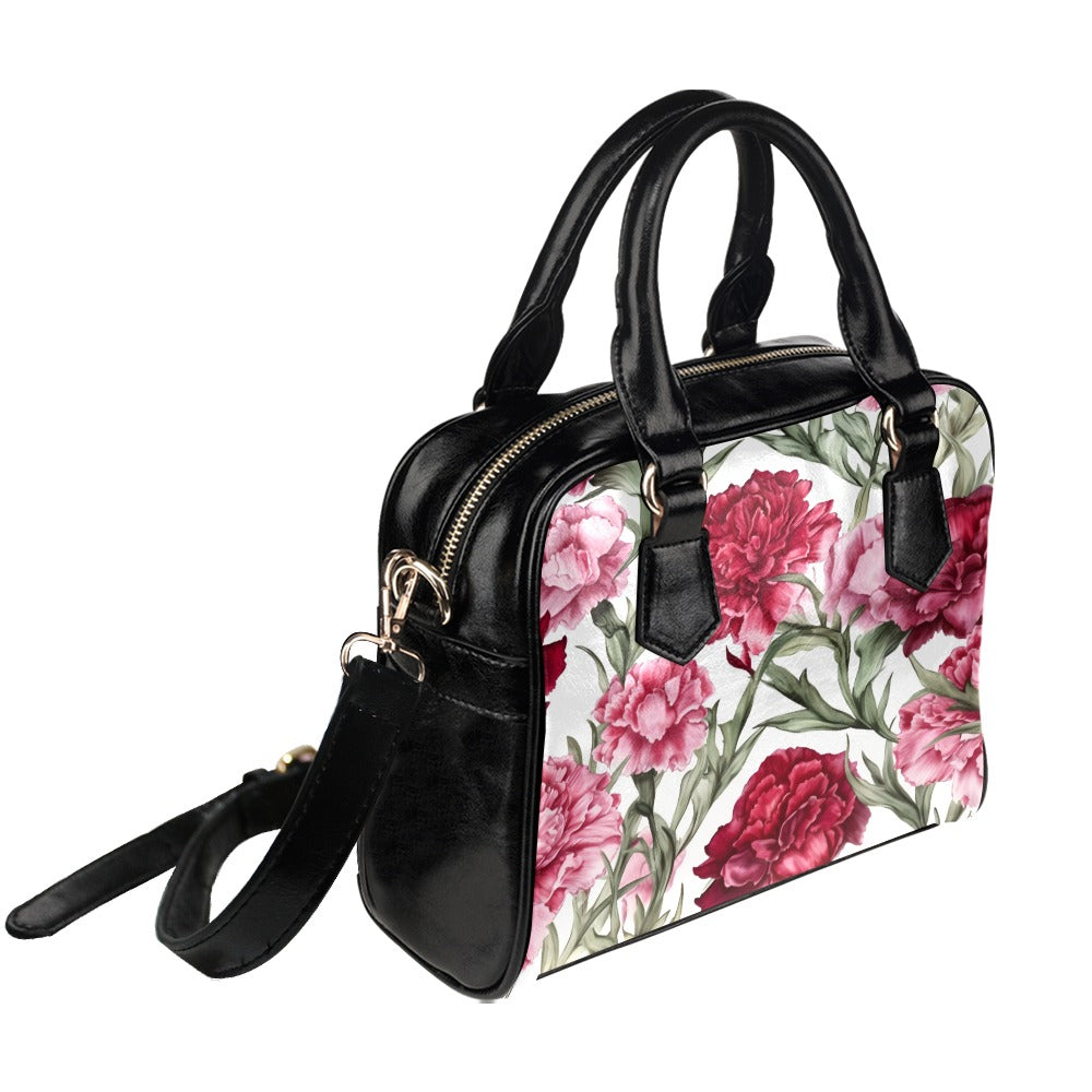 Carnation Print Bag, Carnation Birth Month Handbag, Birth Month Bag, January Birth Month Bag, Shoulder Handbag