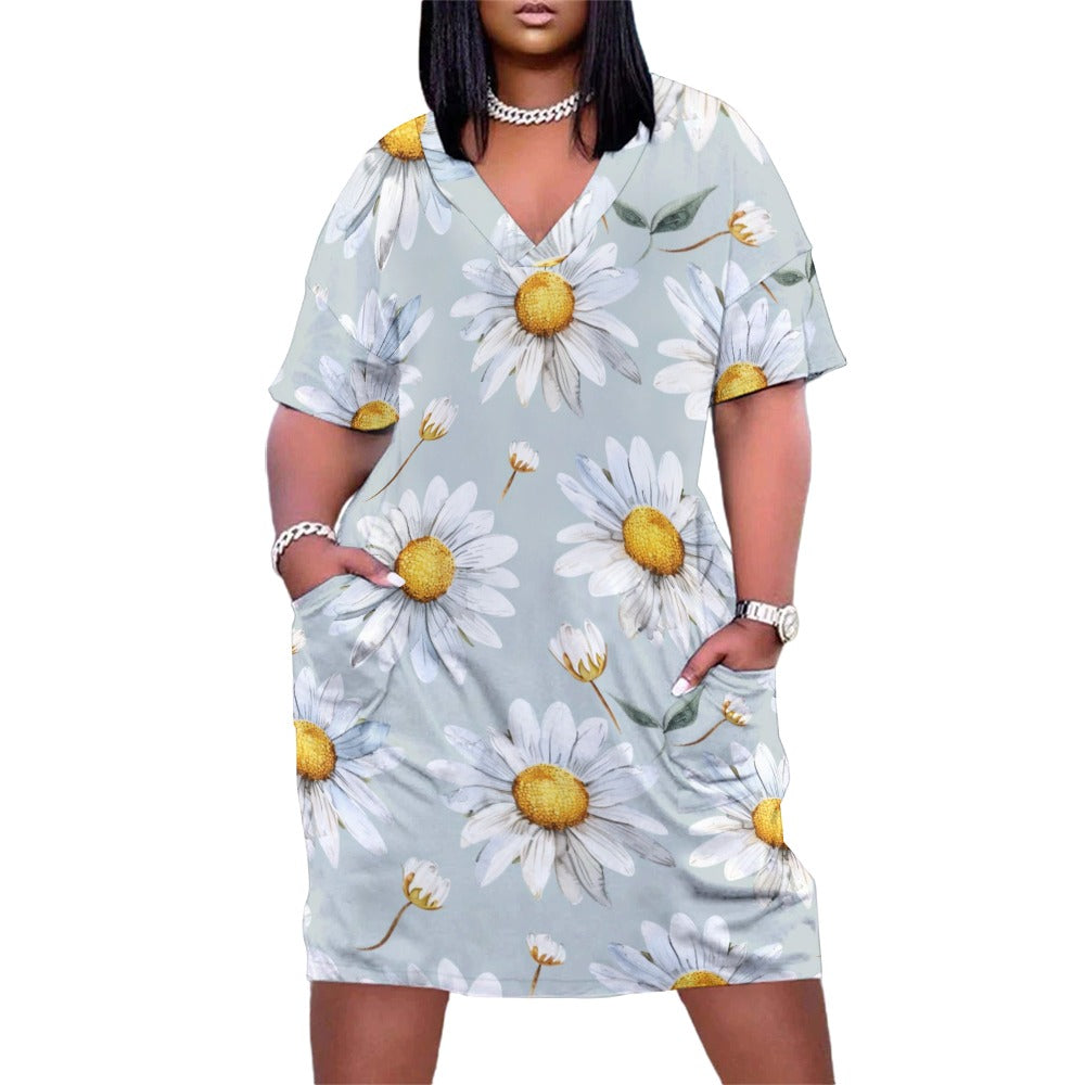 Daisy, April, Daisy Dress, April Birth Month, Small to Plus Size Dress, Birth Month Dress, Loose pocket dress