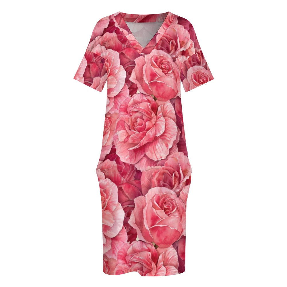 Rose, June, Rose Dress, June Birth Month, Small to Plus Size Dress, Birth Month Dress, Loose pocket dress
