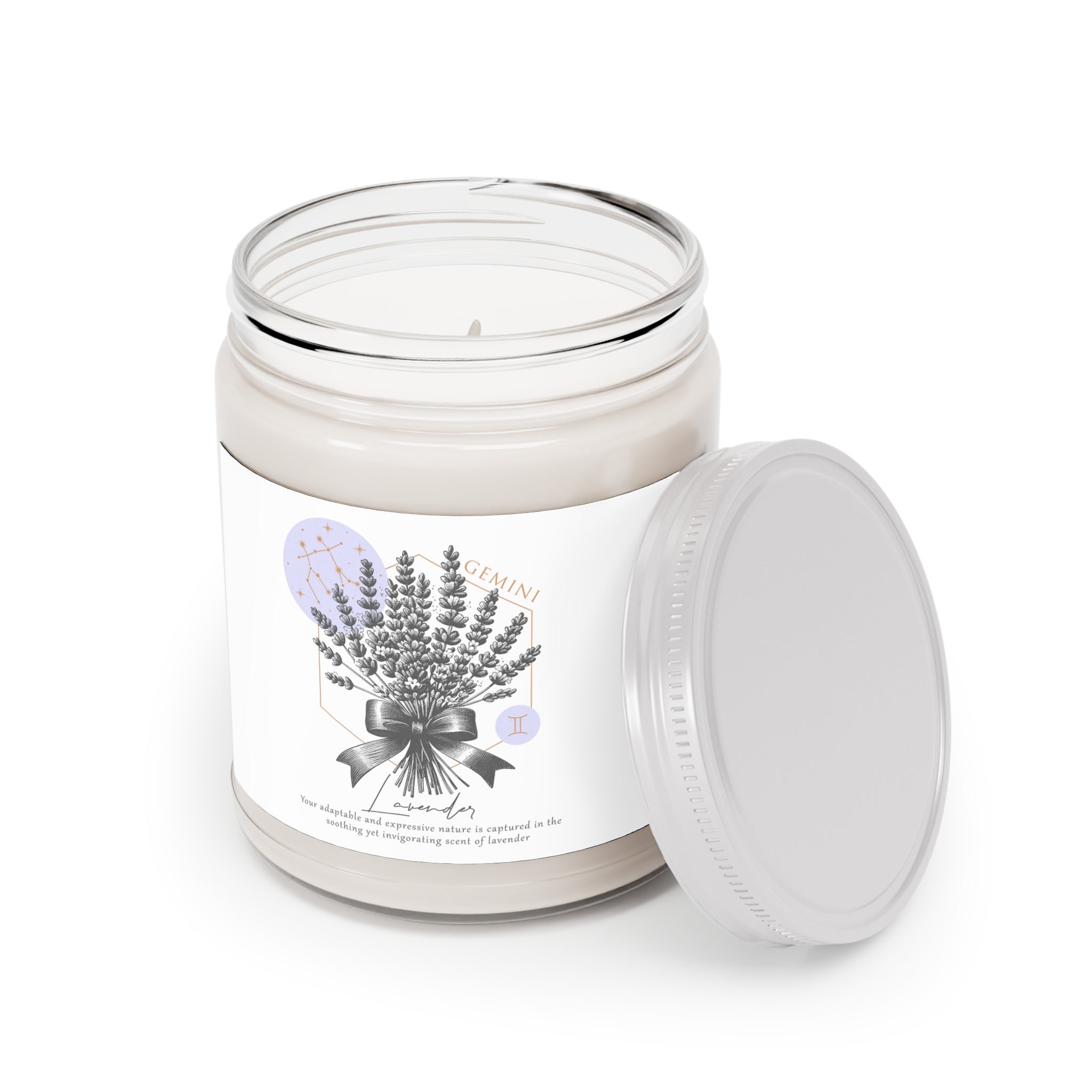 Gemini Candle, Zodiac Candle, Birth Flower Lavender Candle,  Scented Candles, 9oz
