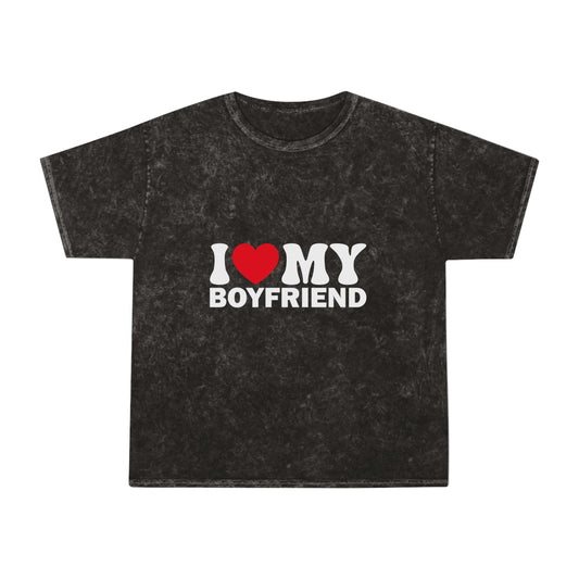 I Love My Boyfriend Unisex Mineral Wash T-Shirt