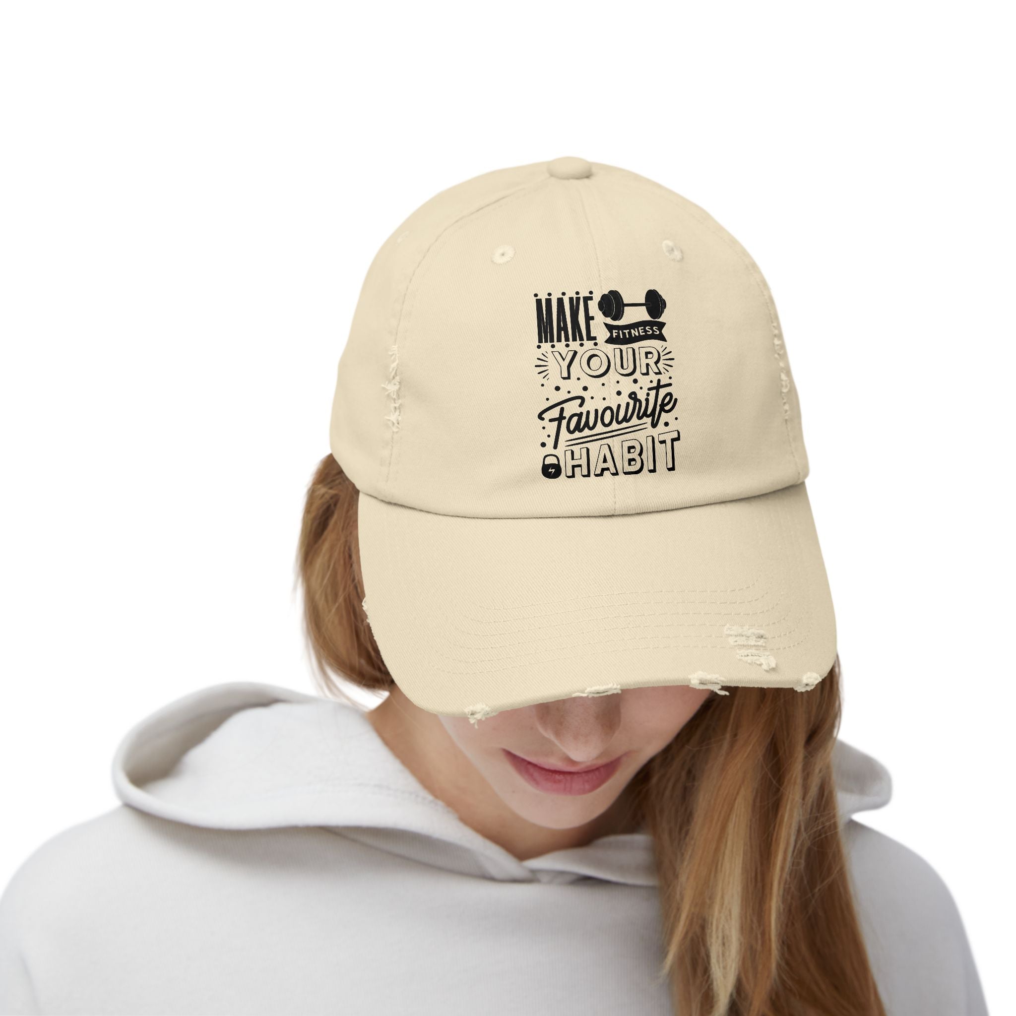 Make Fitness Your Favorite Habit, Make Fitness Your Habit Cap, Fitness Cap, Workout Cap, Unisex Distressed Cap