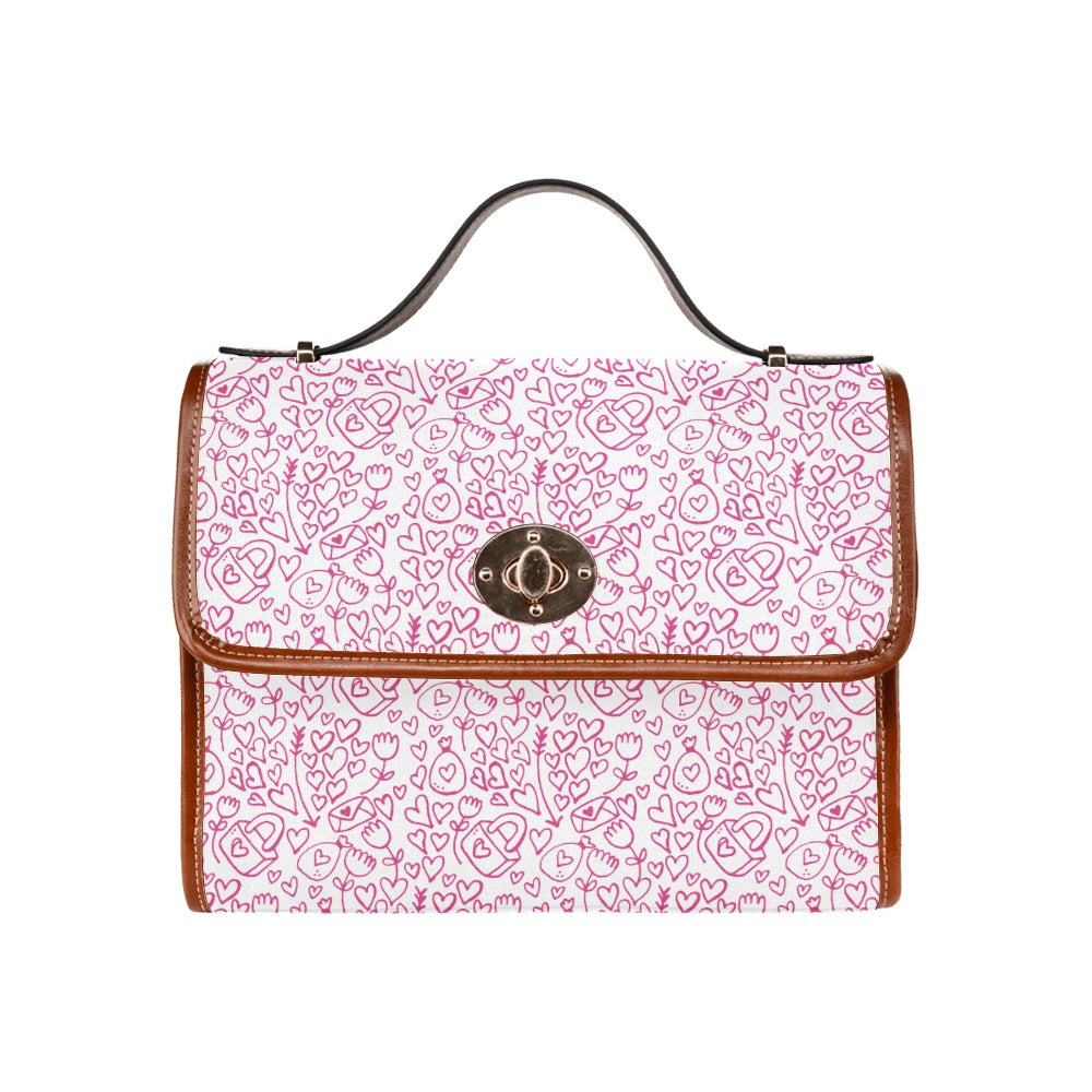 Line Art Hearts & Locks Handbag