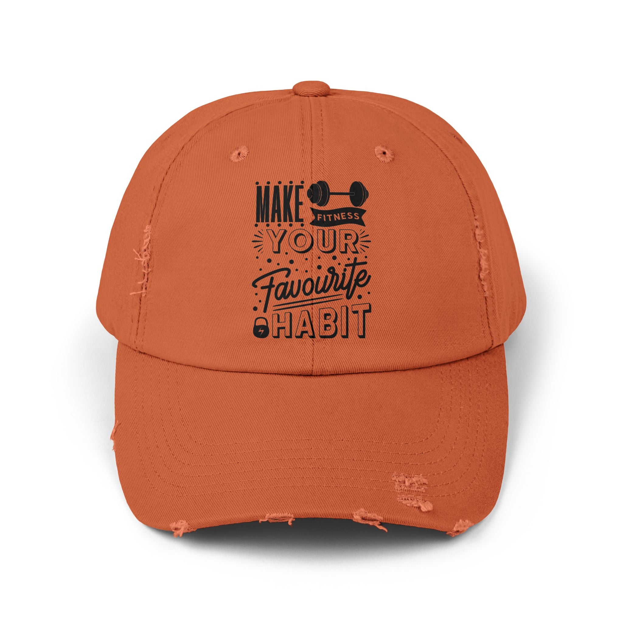 Make Fitness Your Favorite Habit, Make Fitness Your Habit Cap, Fitness Cap, Workout Cap, Unisex Distressed Cap